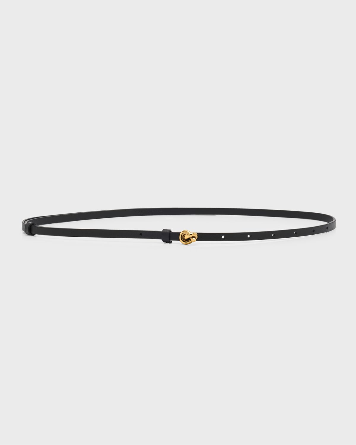 Bottega Veneta Knot Leather & Brass Skinny Belt