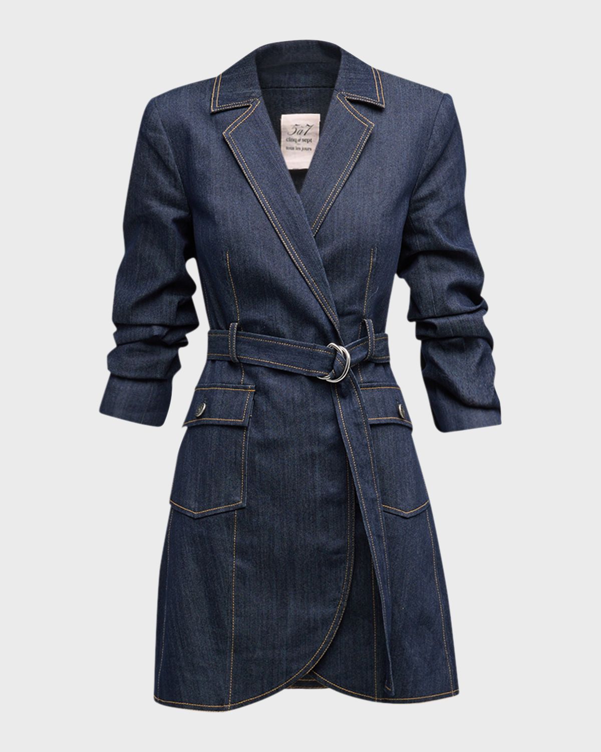 Cinq a Sept Jenessa Belted Denim Mini Wrap Shirtdress