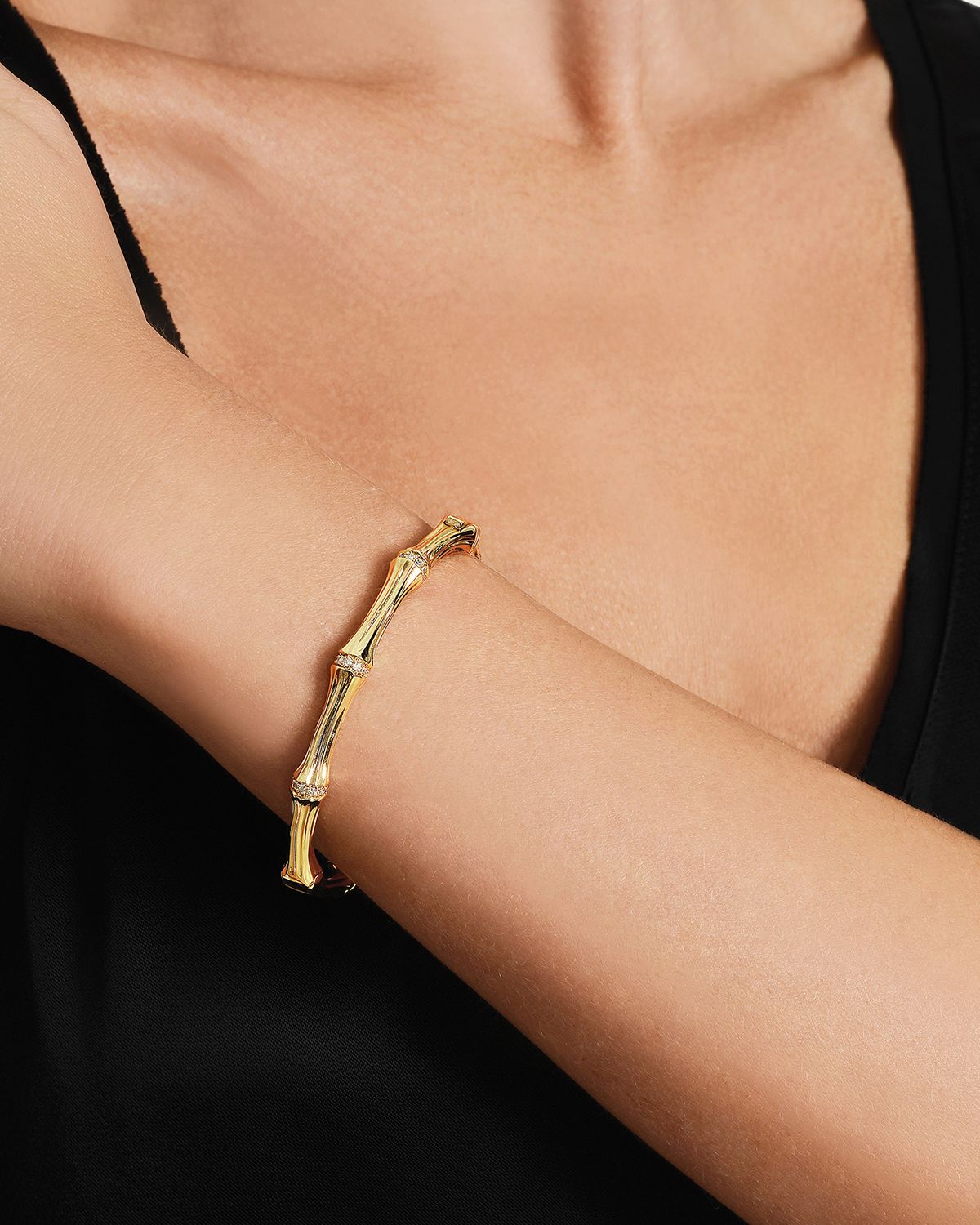 Anabel Aram Jewelry Cubic Zirconia Bamboo Bangle Bracelet