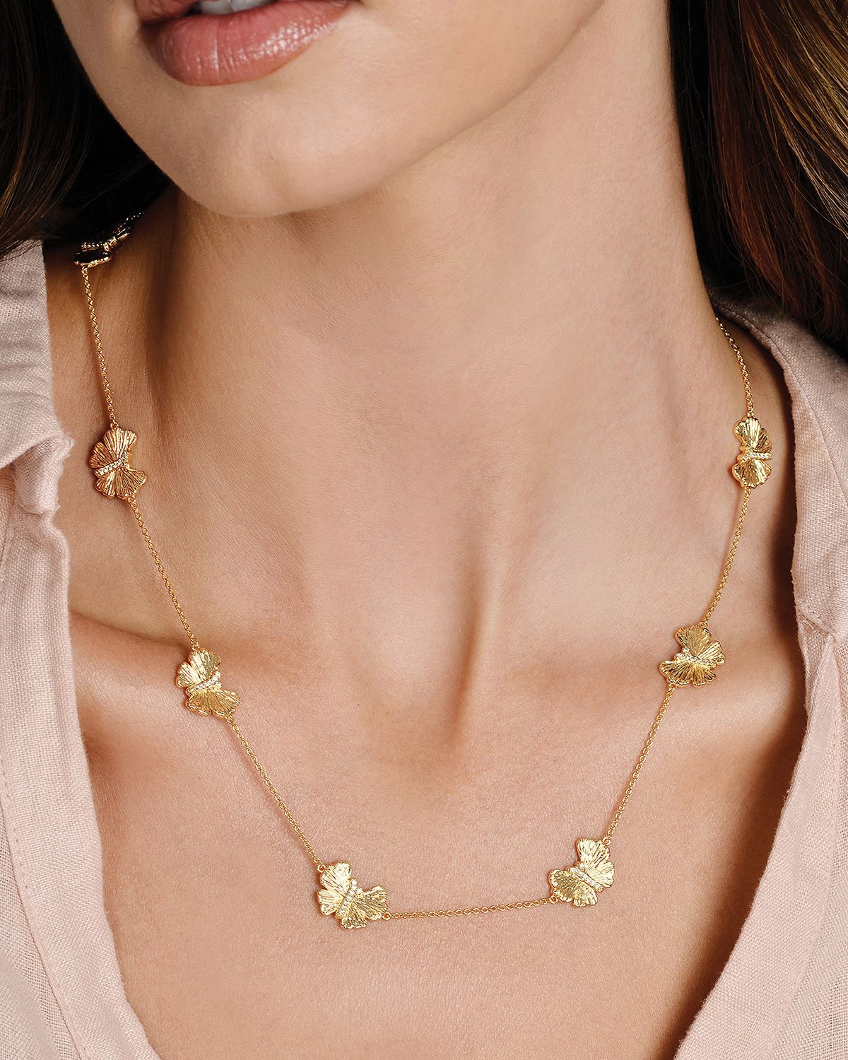 Anabel Aram Jewelry Cubic Zirconia Butterfly Station Necklace