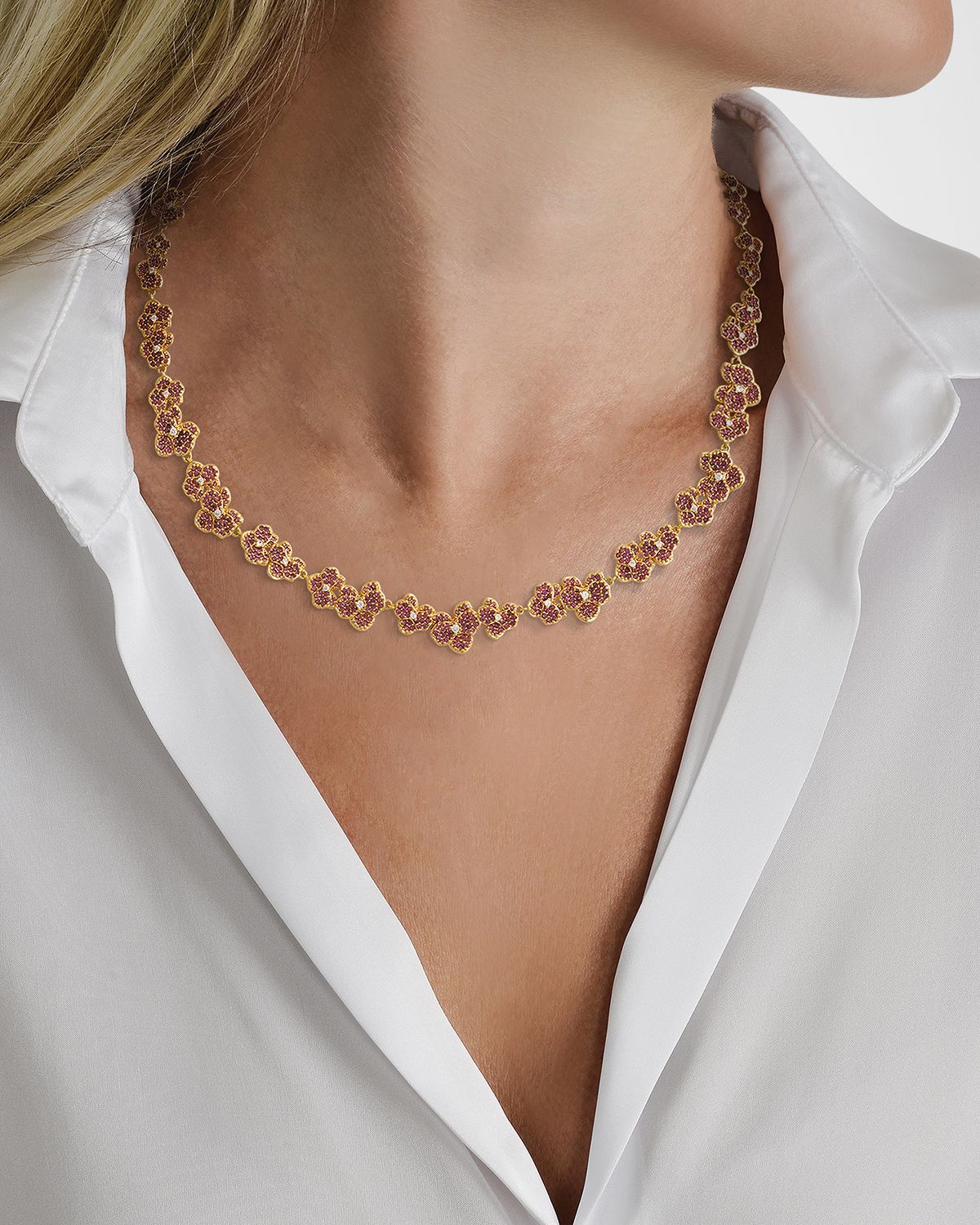 Anabel Aram Jewelry Cubic Zirconia Orchid Necklace