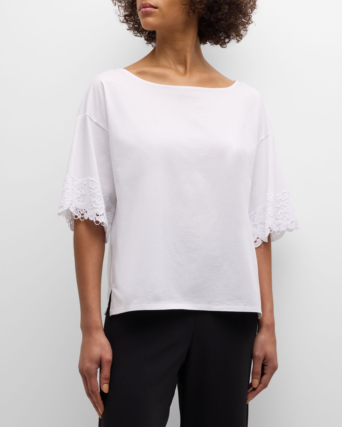 Natori Bliss Harmony Lace-Trim Elbow-Sleeve T-Shirt | Thumbnail 6 Natori Bliss Harmony Lace-Trim Elbow-Sleeve T-Shirt | Thumbnail 6