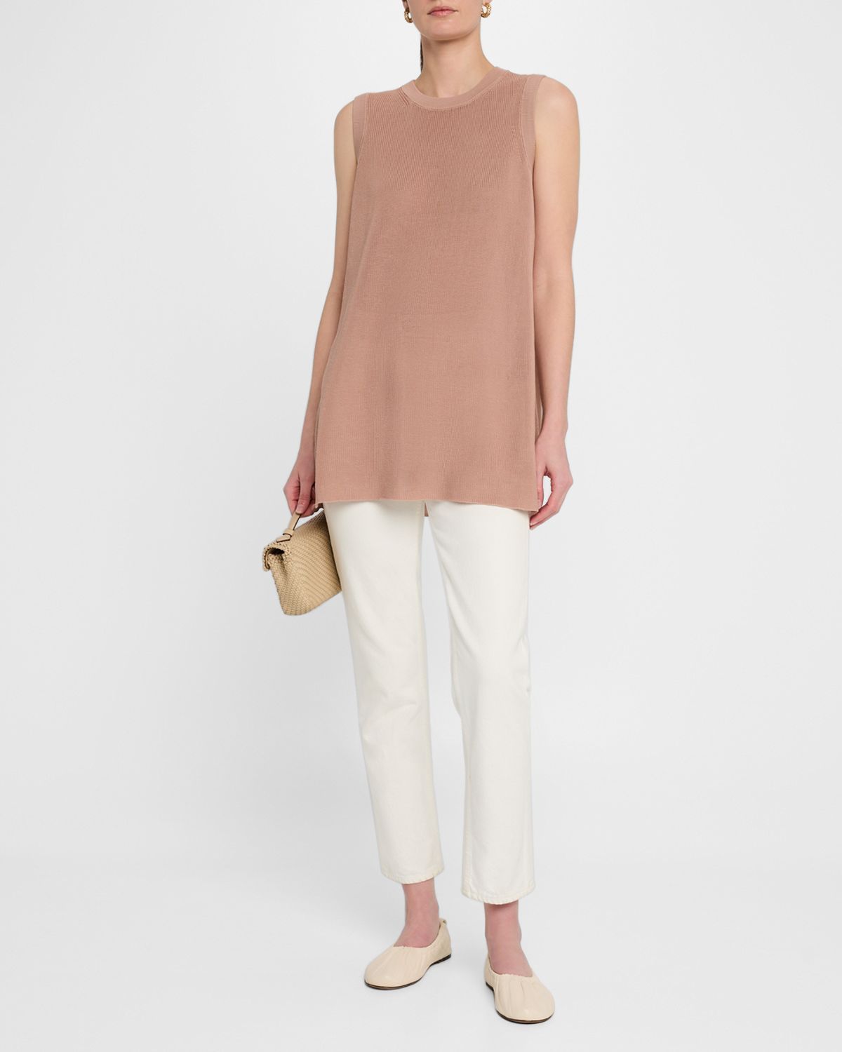 Lafayette 148 New York Ribbed Sleeveless Cotton Tunic