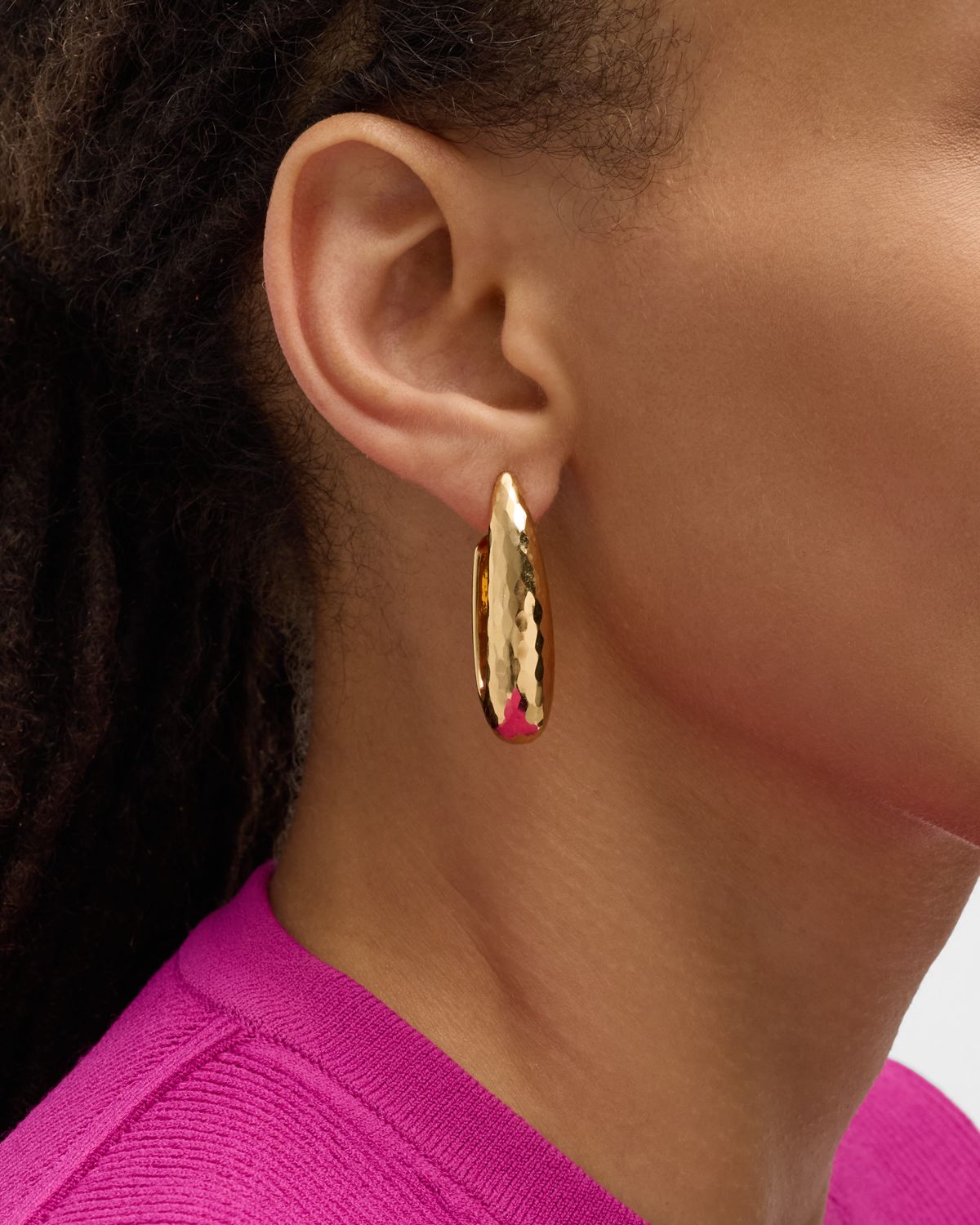 LANA 14K Gold Elongated Wide Disco Hoop Earrings