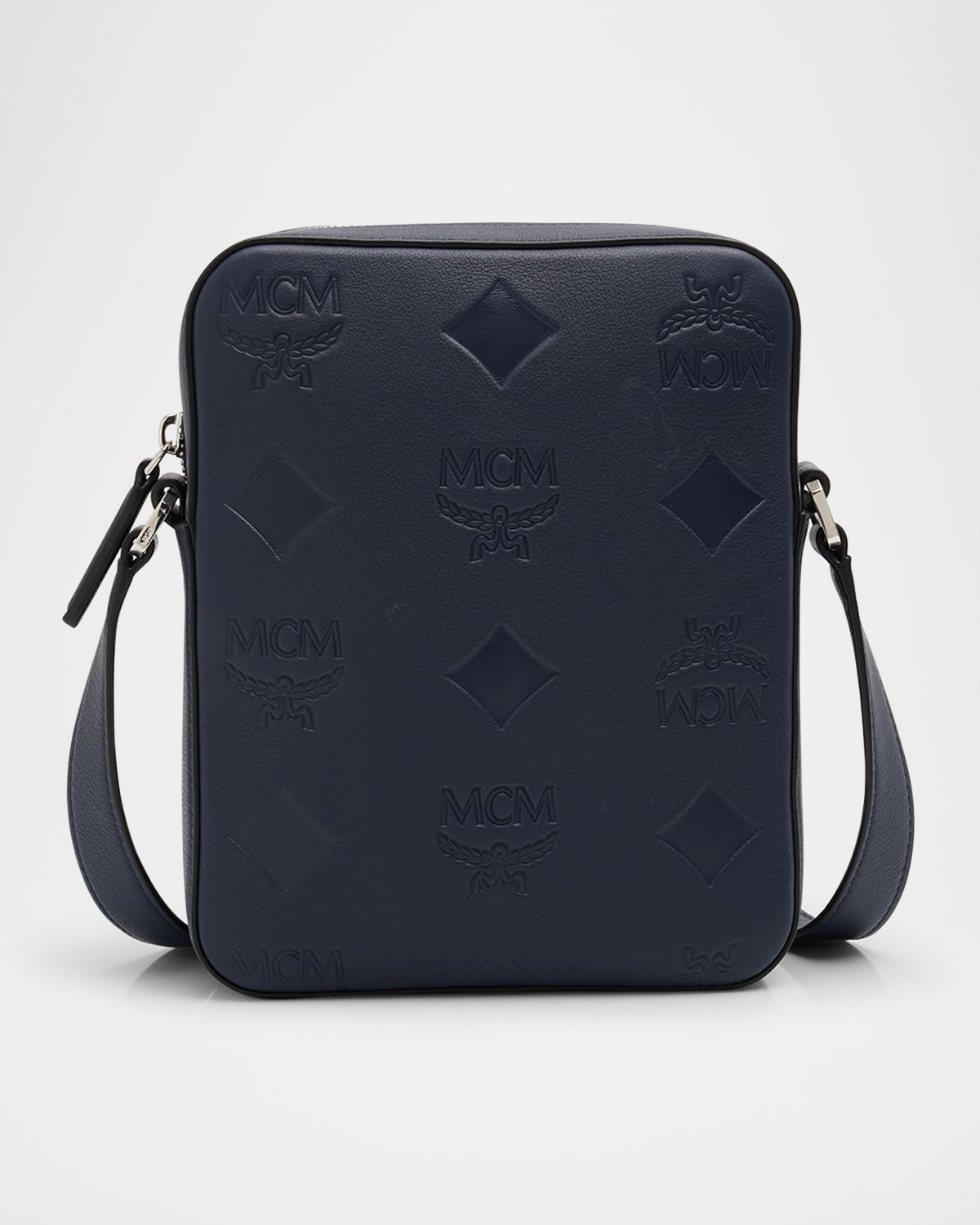 MCM Men 's Klassik Monogram Embossed Leather Crossbody Bag