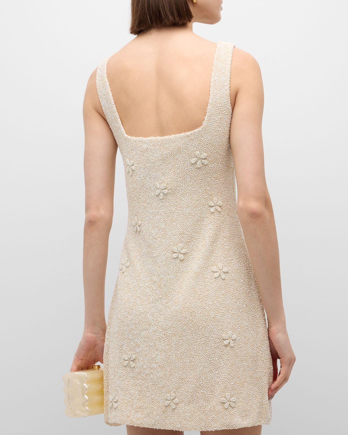 STAUD Le Sable Beaded Square-Neck Mini Dress | Thumbnail 6