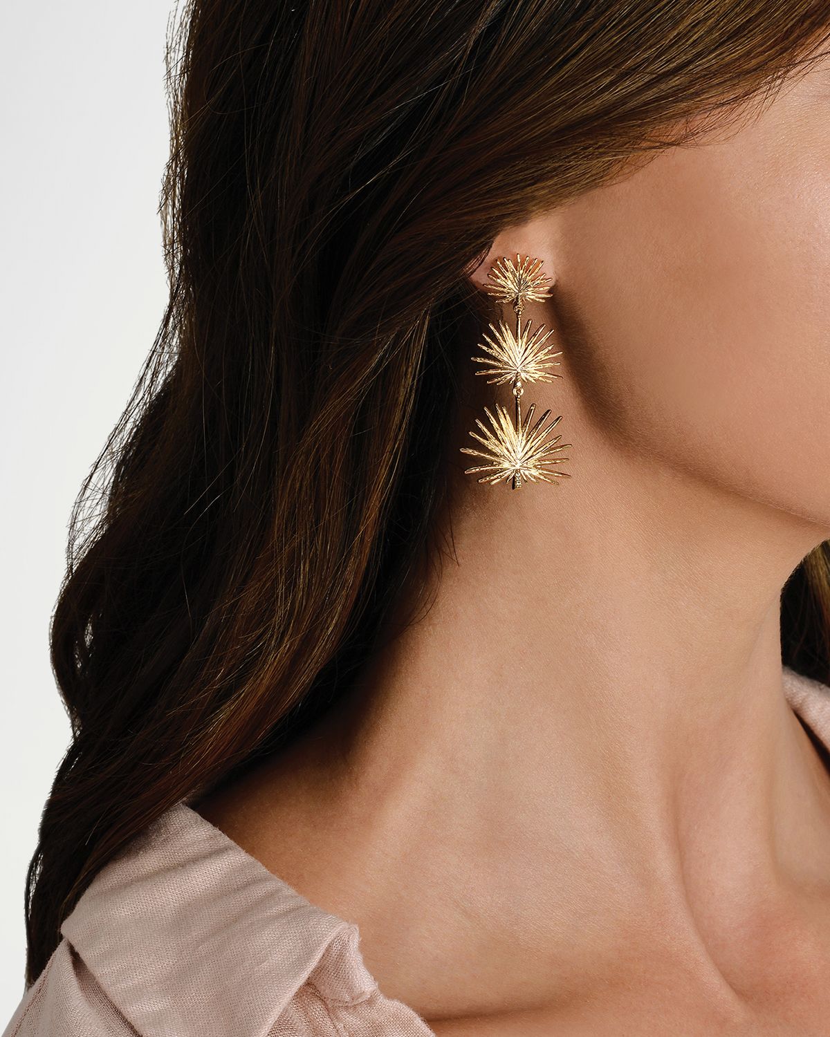 Anabel Aram Jewelry Cubic Zirconia Palm Leaves Earrings