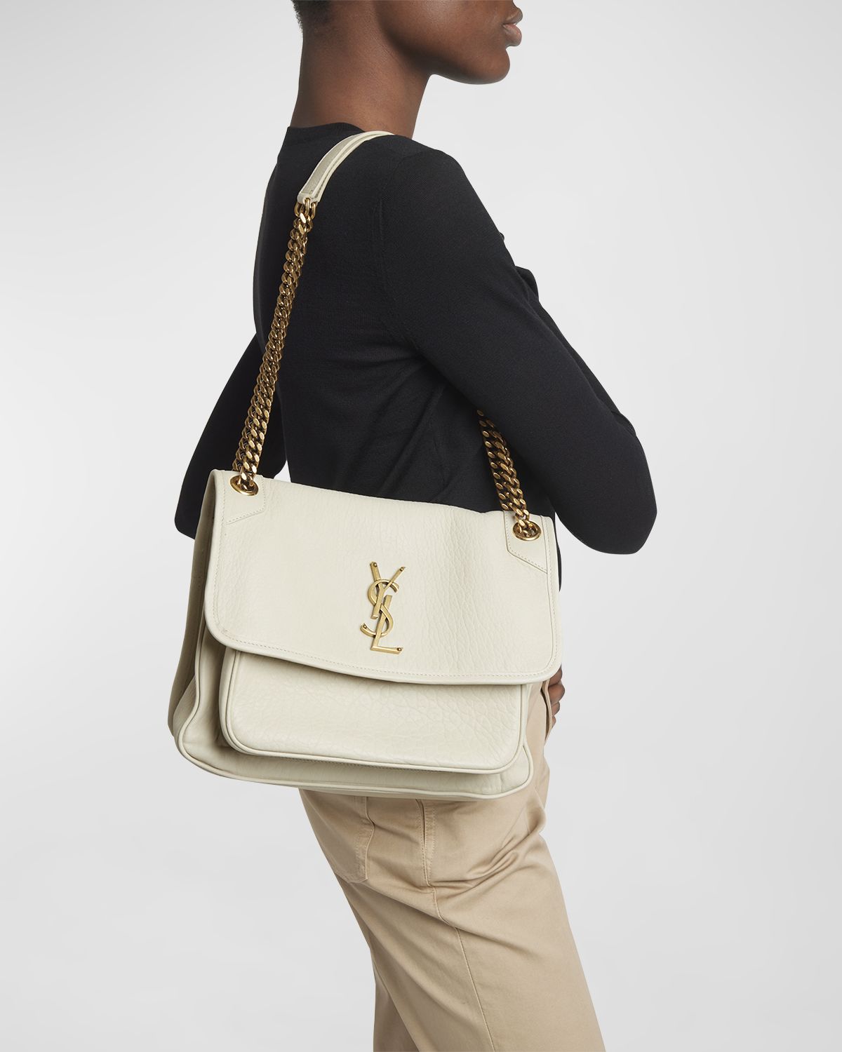 Saint Laurent Niki Medium YSL Leather Shoulder Bag