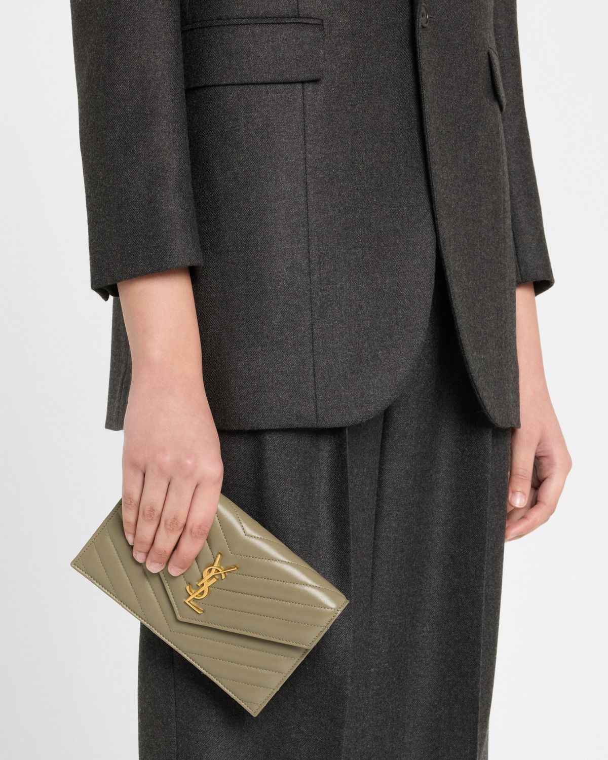 Saint Laurent Cassandre Small YSL Wallet on Chain in Quilted Leather