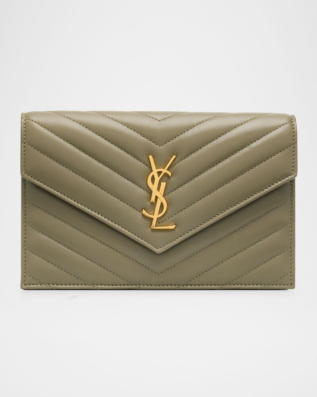 Saint Laurent Cassandre Small YSL Wallet on Chain in Quilted Leather