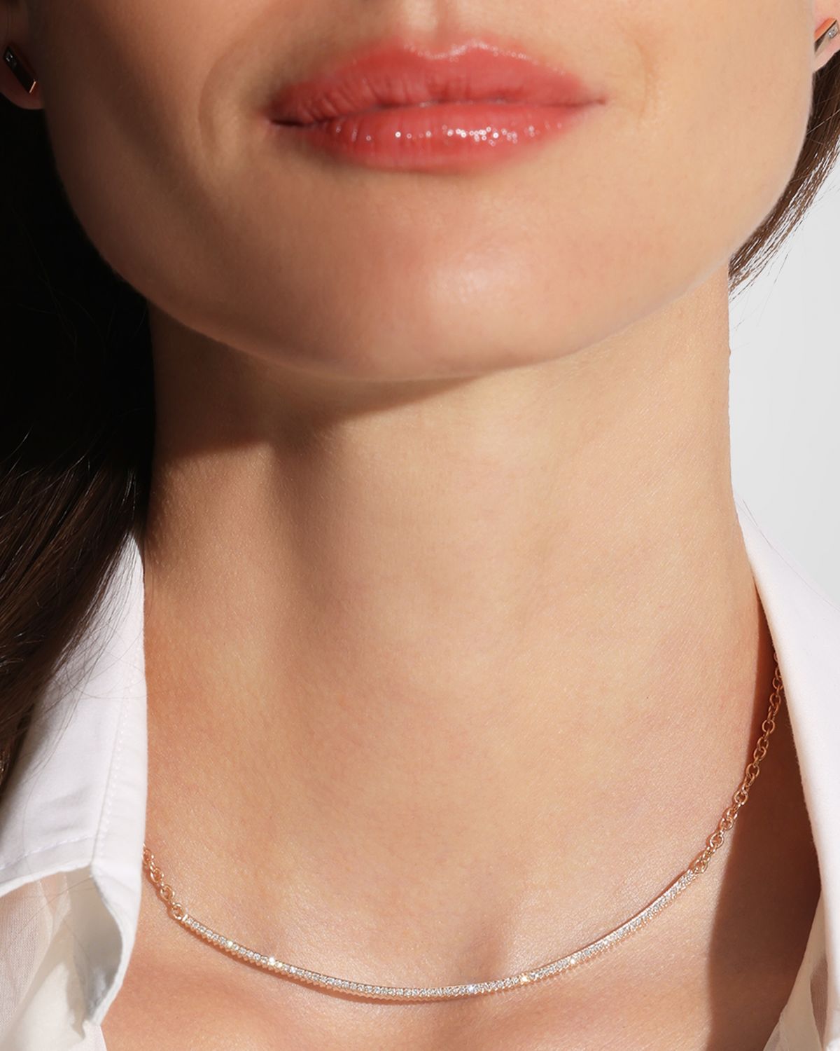 Walters Faith Clive 18K Rose Gold and Diamond Fluted Bar Necklace