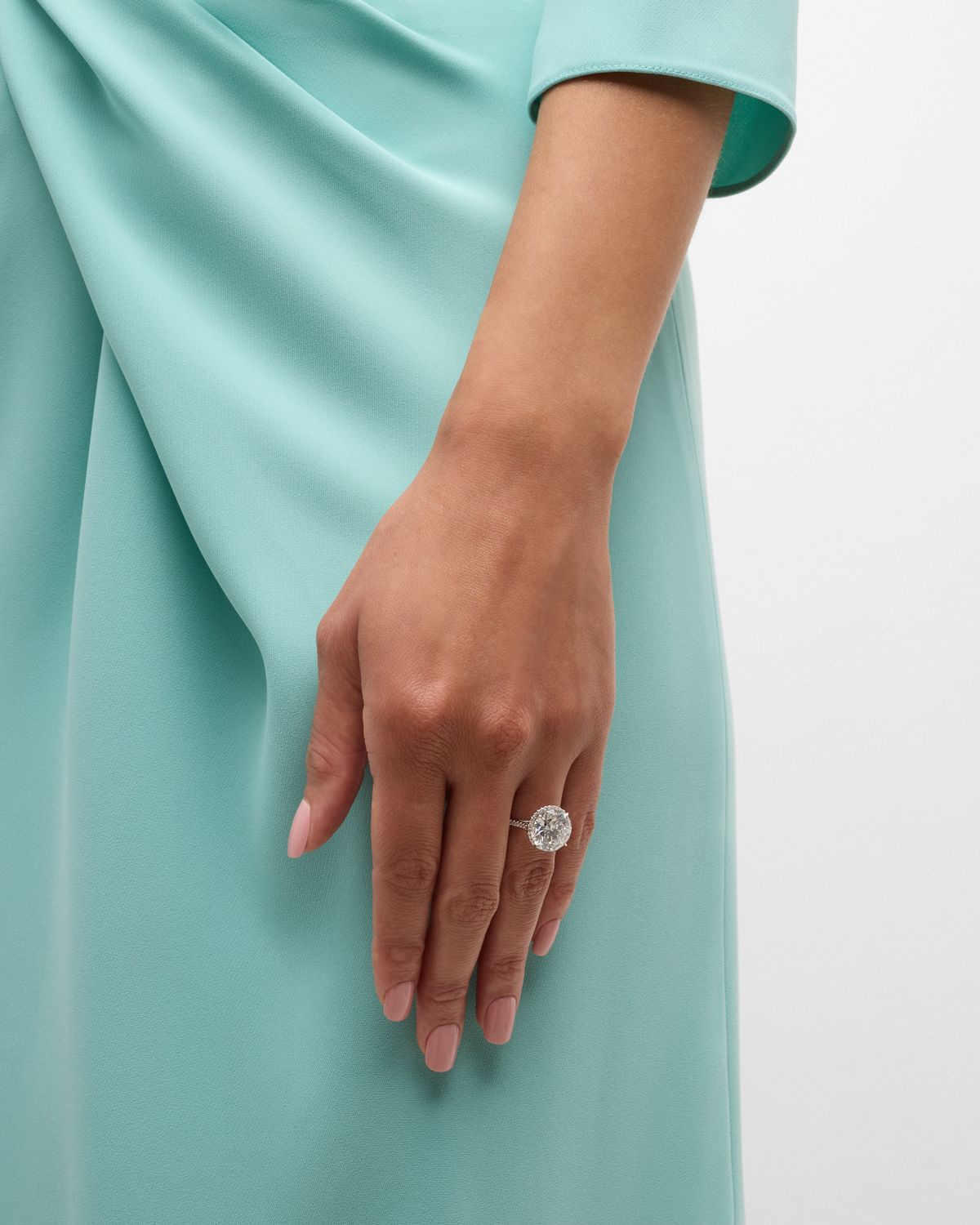 Neiman Marcus Lab Grown Diamonds Lab Grown Diamond 18K White Gold Round and Paved Ring, Size 6