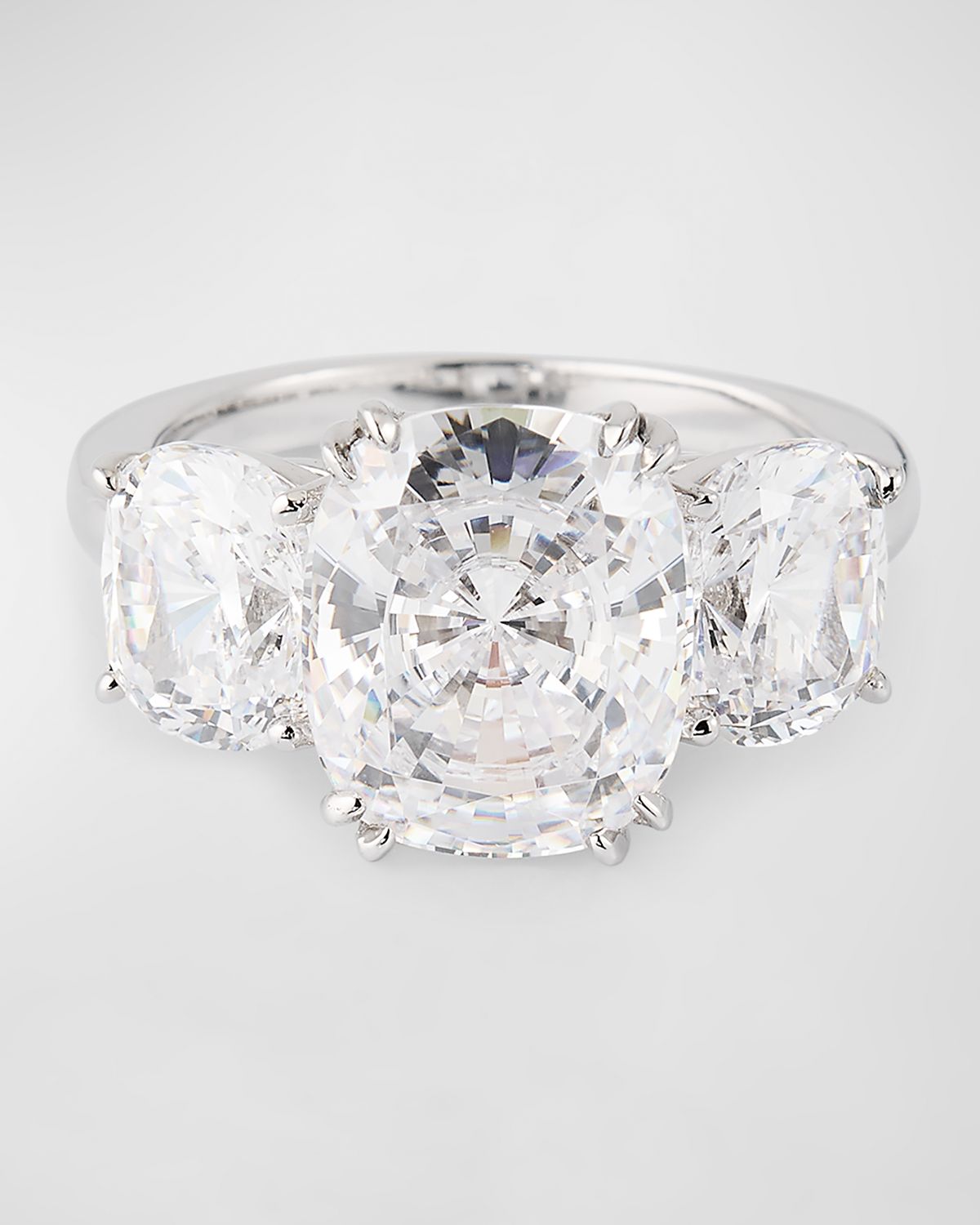 Fantasia by DeSerio Cuhion Cut Cubic Zirconia Ring with Cushion Cut Sides