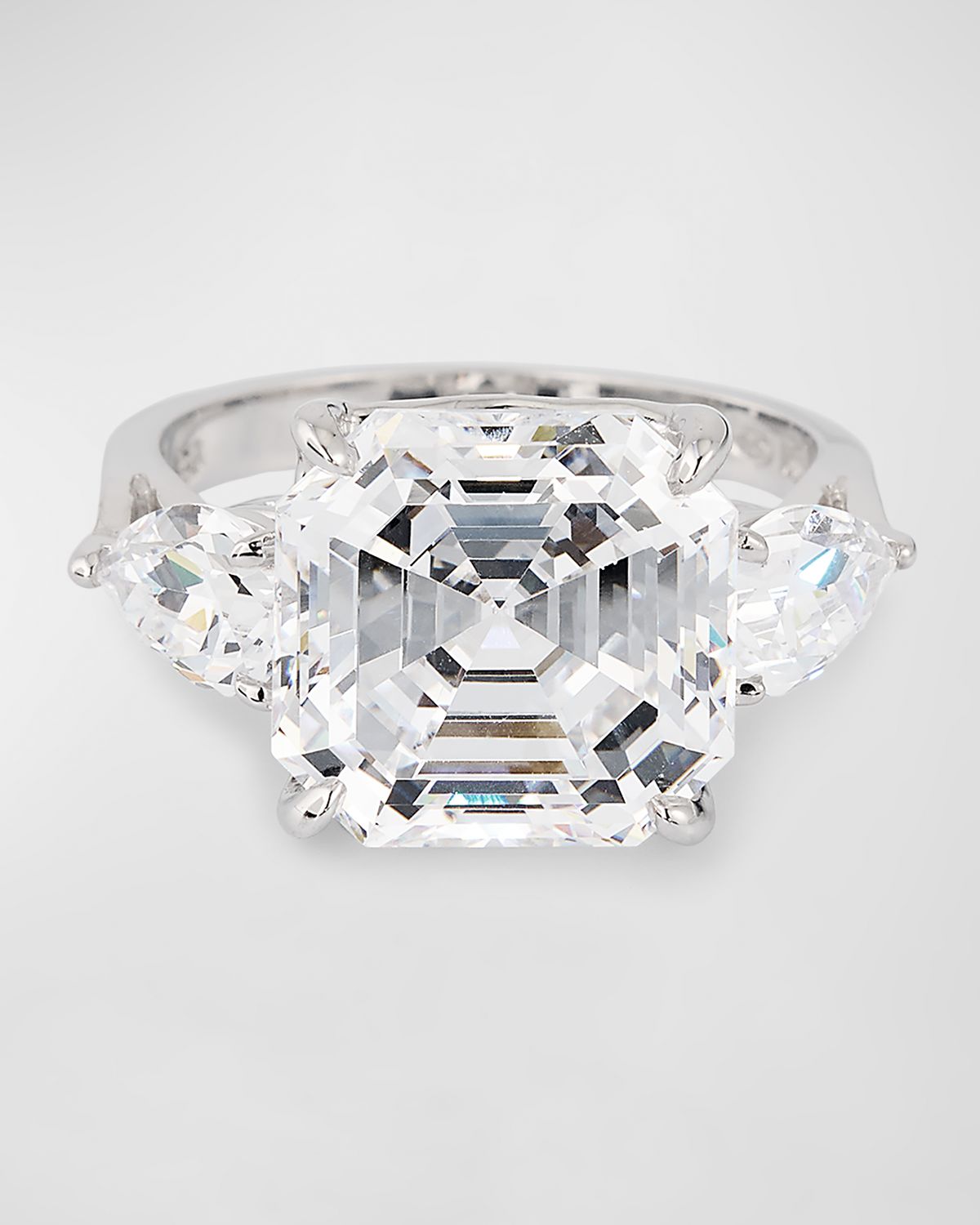 Fantasia by DeSerio Asscher Cut Center with Pear Side Stones Ring