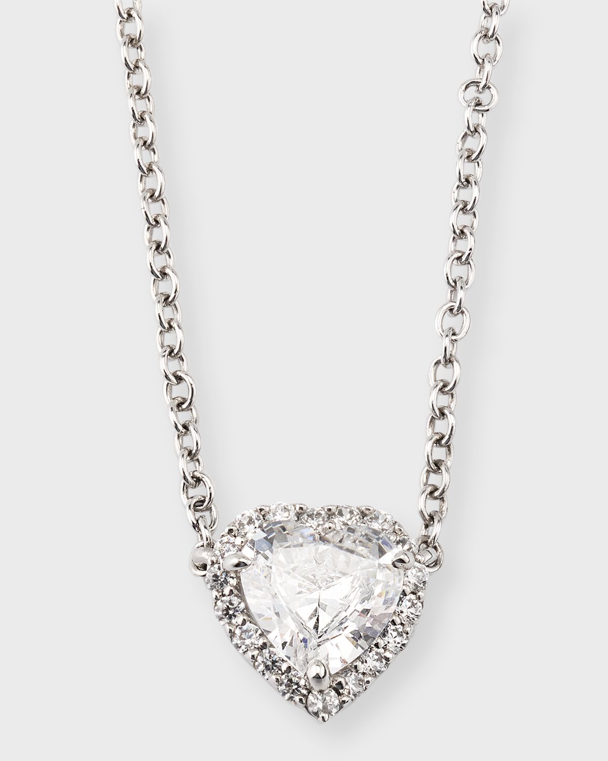 Fantasia by DeSerio Cubic Zirconia Heart Pendant Necklace with Micropave