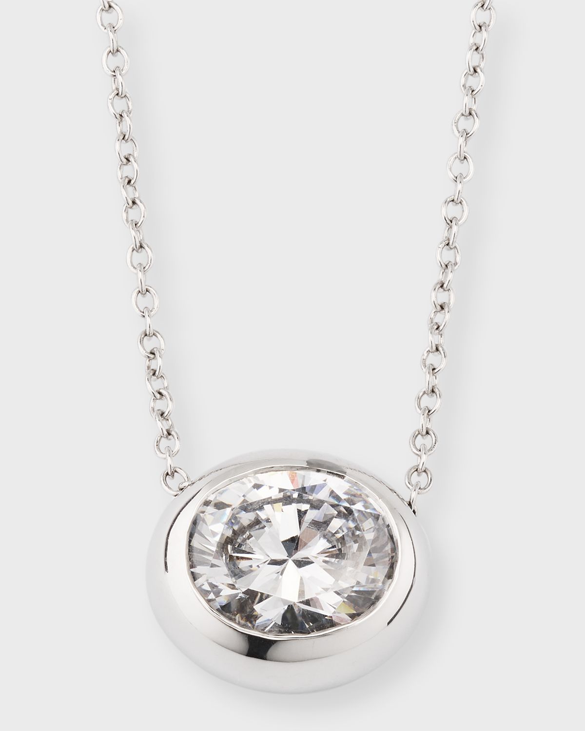 Fantasia by DeSerio Cubic Zirconia Bezel Set Oval Necklace