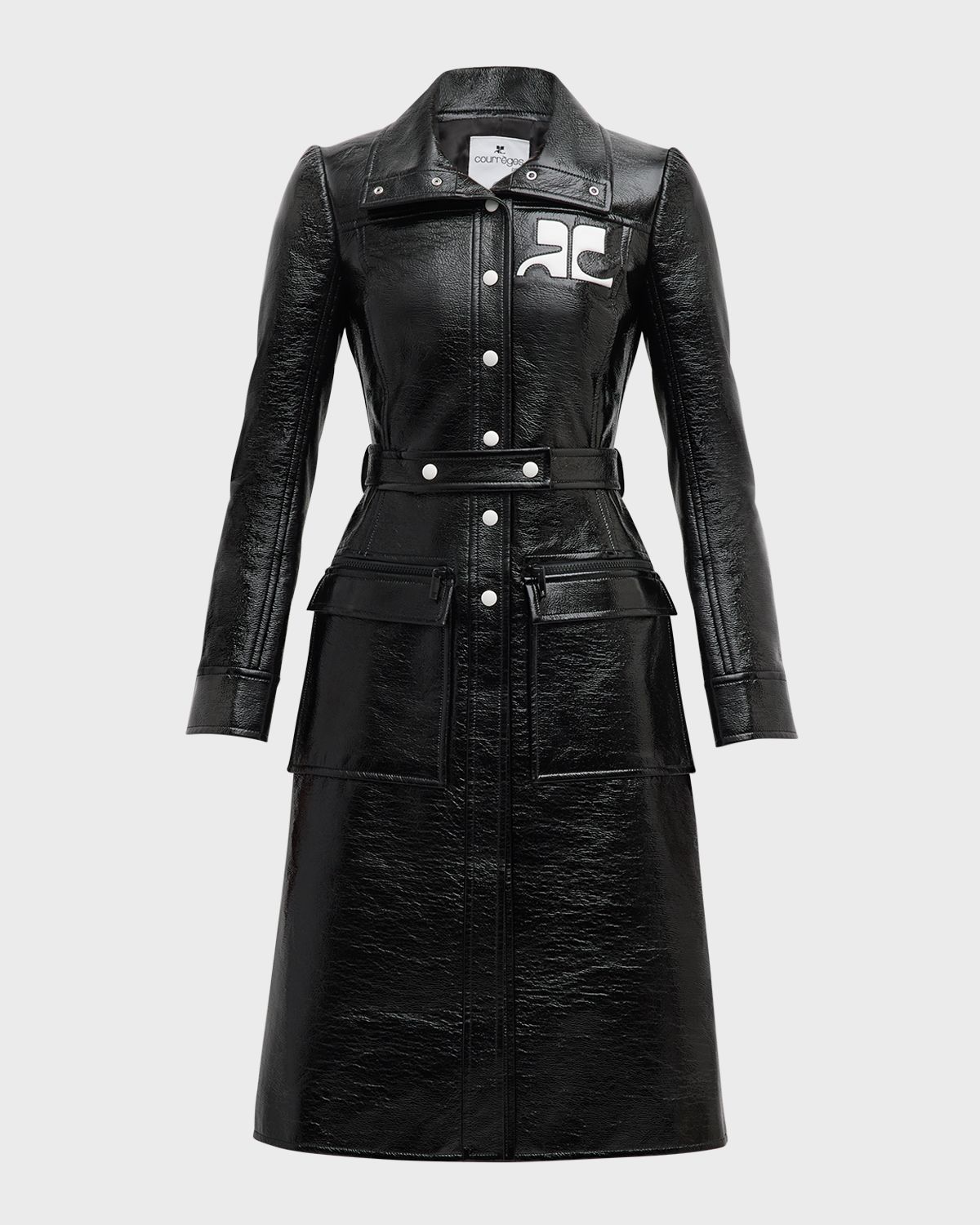 Courreges Reedition Vinyl Belted A-Line Trench Coat