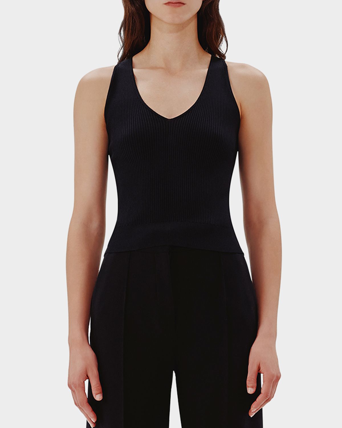 Another Tomorrow Deep V Knit Tank Top