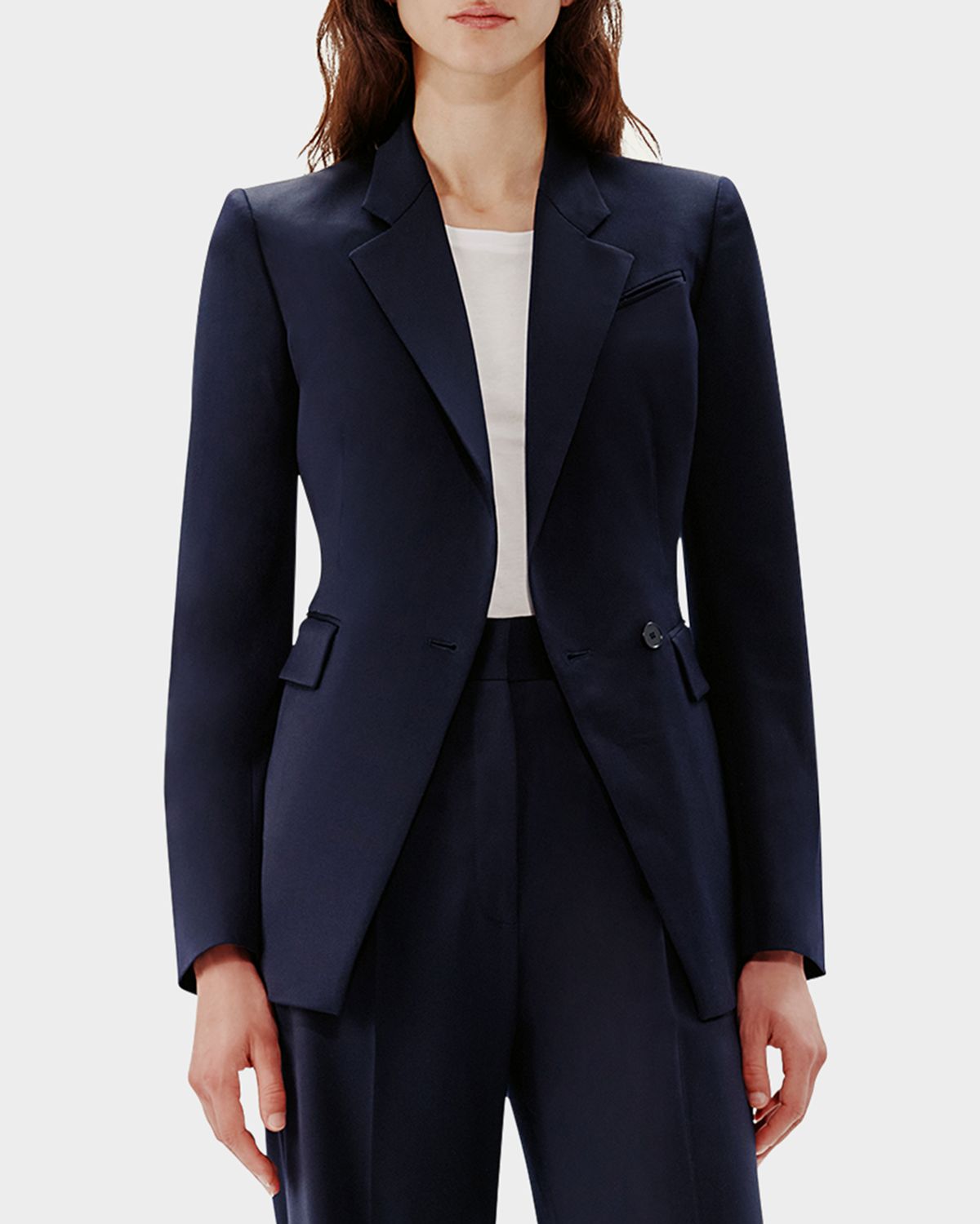 Another Tomorrow Seamed Waist Wool Jacket