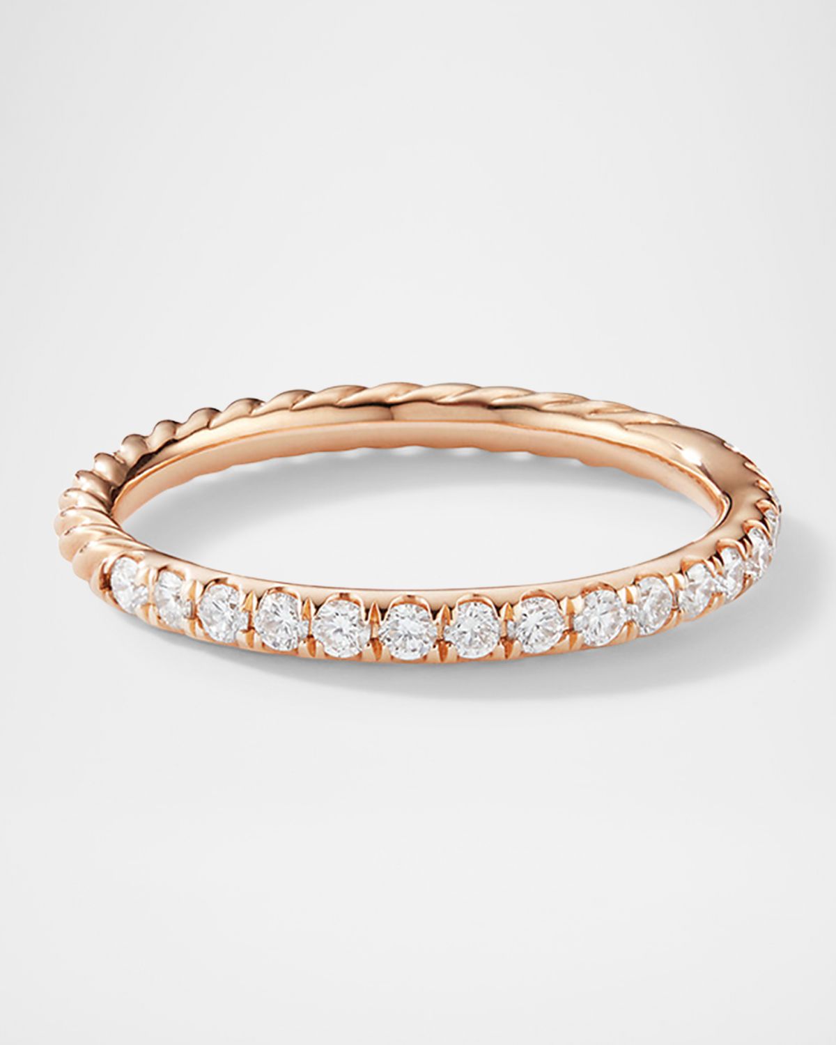 David Yurman Cable Collectibles Stack Ring with Diamonds in 18K Rose Gold, 2mm