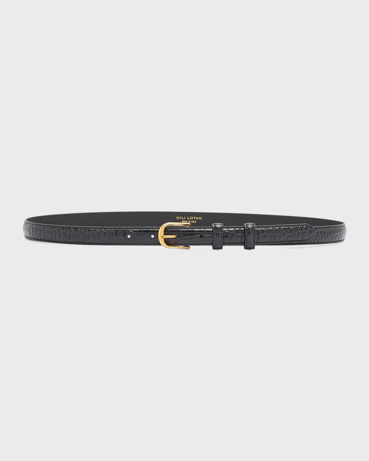 Nili Lotan Jane Croc Leather Thin Belt