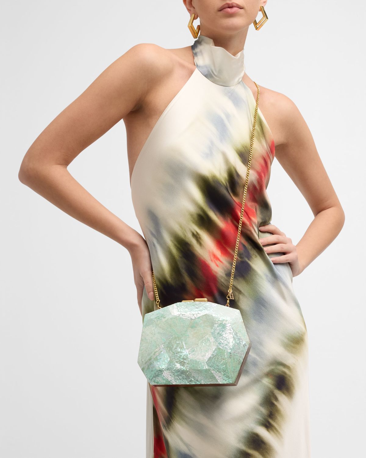 Rafe Meagan Faceted Shell Clutch Bag