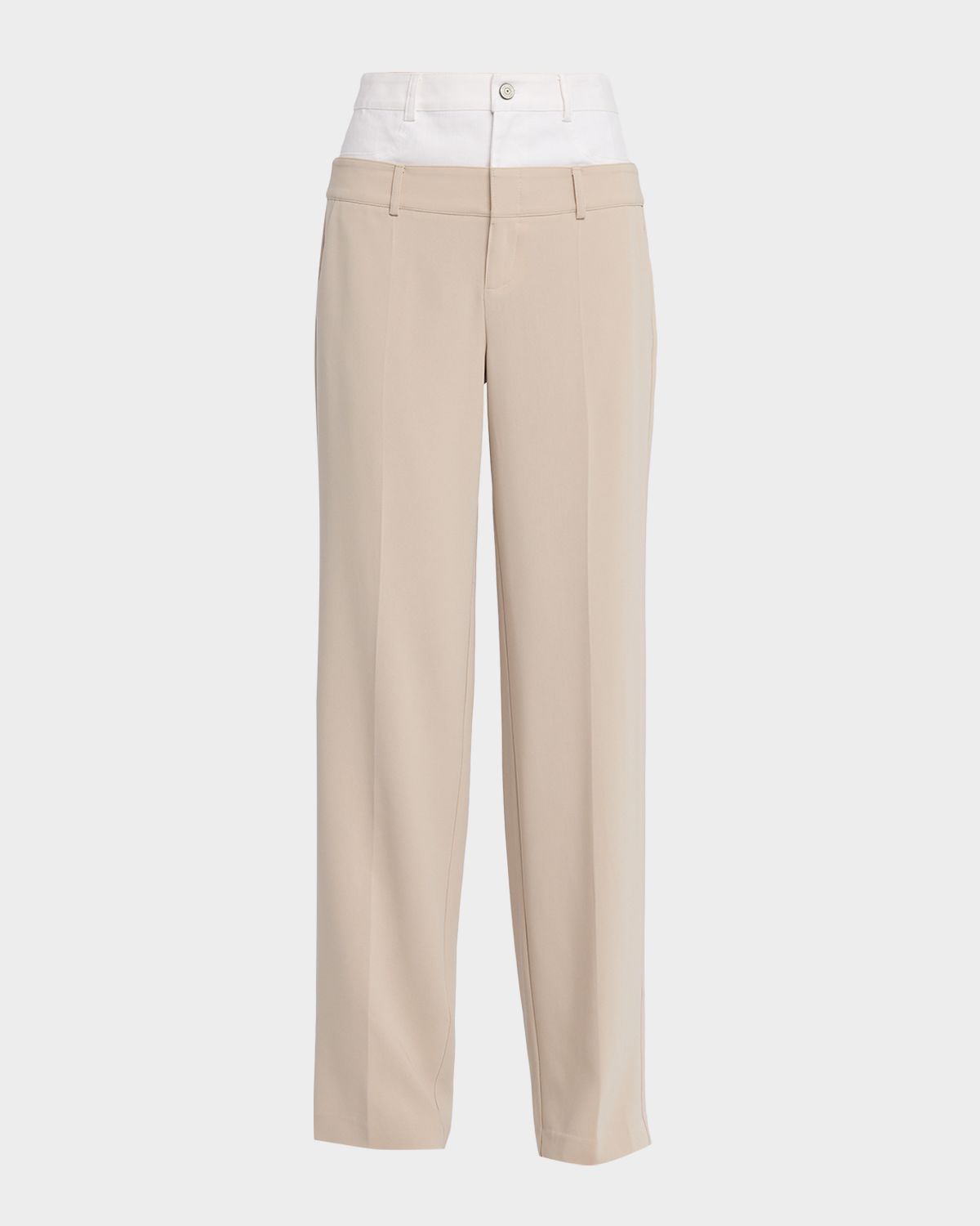 Cinq a Sept Dionne Mixed Media Straight-Leg Pants