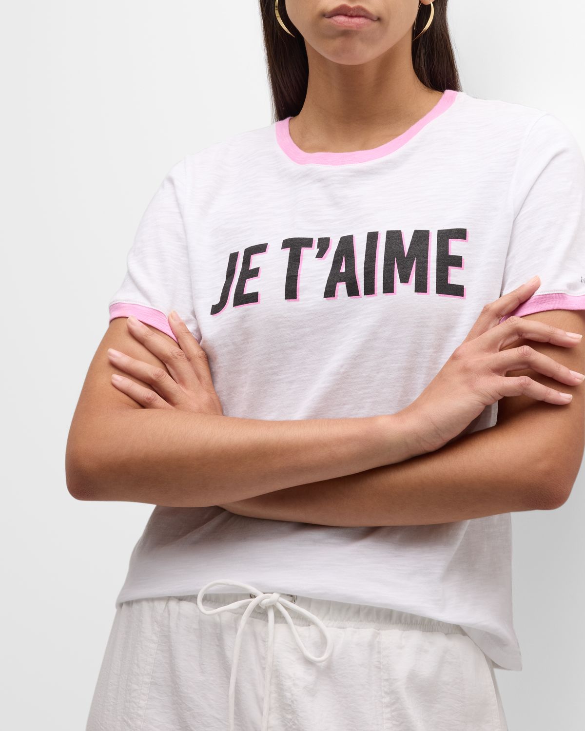 Cinq a Sept Two-Tone Je T 'aime Short-Sleeve Cotton T-Shirt | Thumbnail 7 Cinq a Sept Two-Tone Je T 'aime Short-Sleeve Cotton T-Shirt | Thumbnail 7