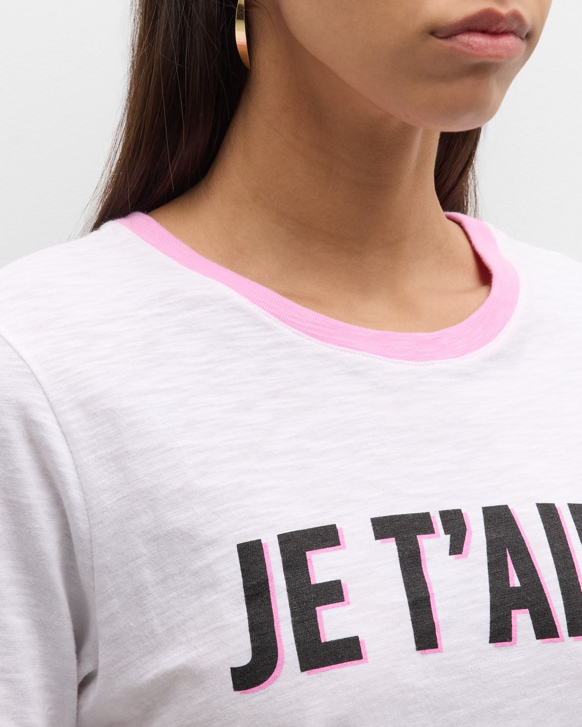 Cinq a Sept Two-Tone Je T 'aime Short-Sleeve Cotton T-Shirt | Thumbnail 5 Cinq a Sept Two-Tone Je T 'aime Short-Sleeve Cotton T-Shirt | Thumbnail 5