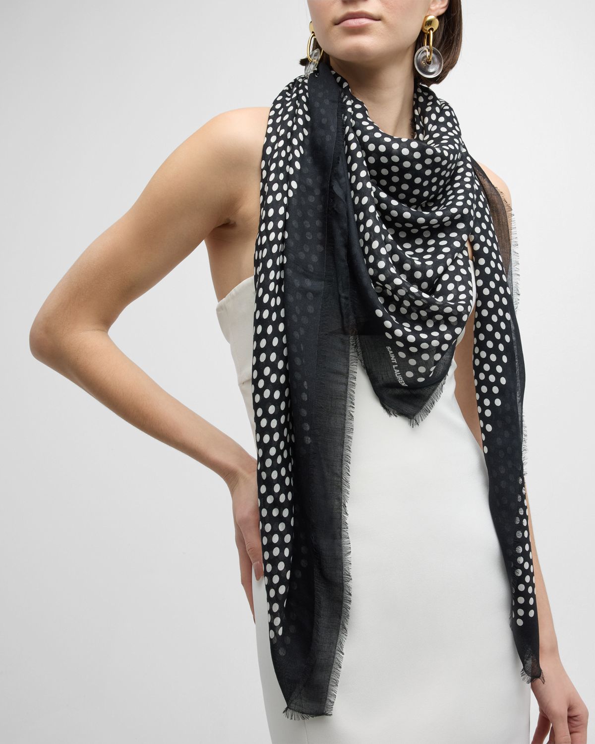 Saint Laurent Polka-Dot Modal & Cashmere Scarf