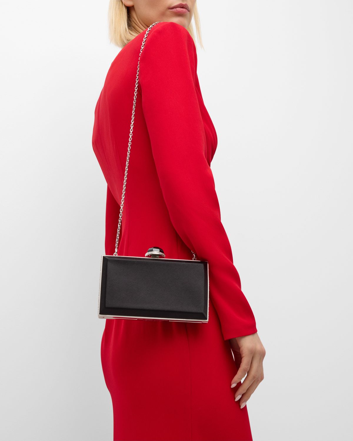 Judith Leiber Couture Skylar Crystal-Edge Satin Clutch Bag
