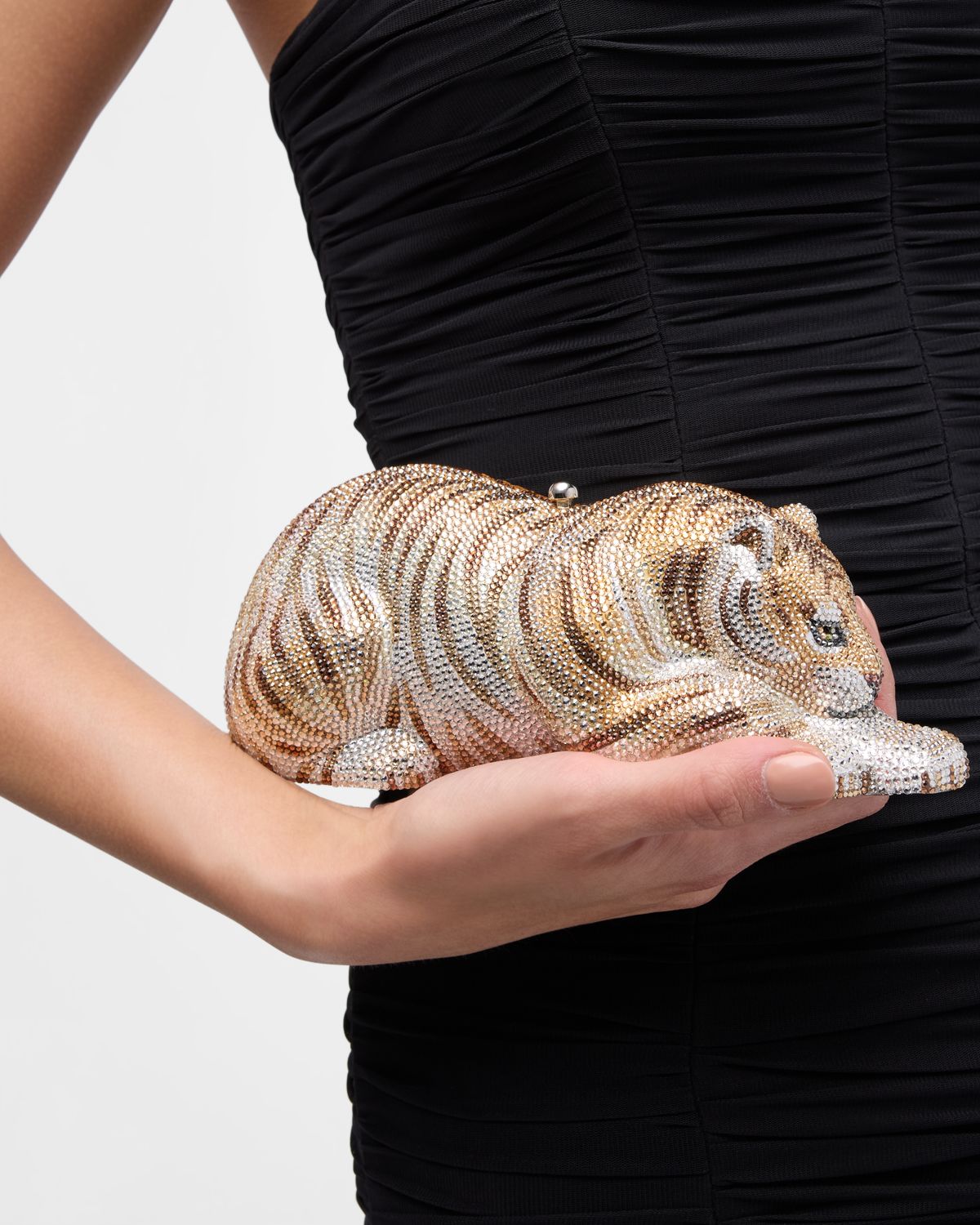 Judith Leiber Couture Wildcat Golden Cub Crystal Clutch Bag