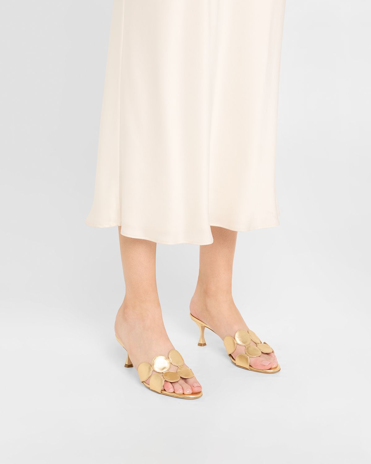 Manolo Blahnik Haribalmu Metallic Stiletto Slide Sandals