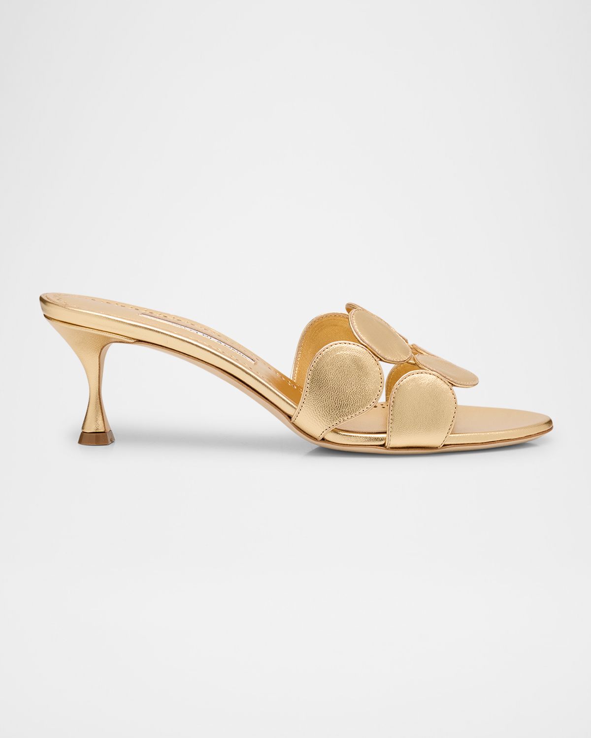 Manolo Blahnik Haribalmu Metallic Stiletto Slide Sandals