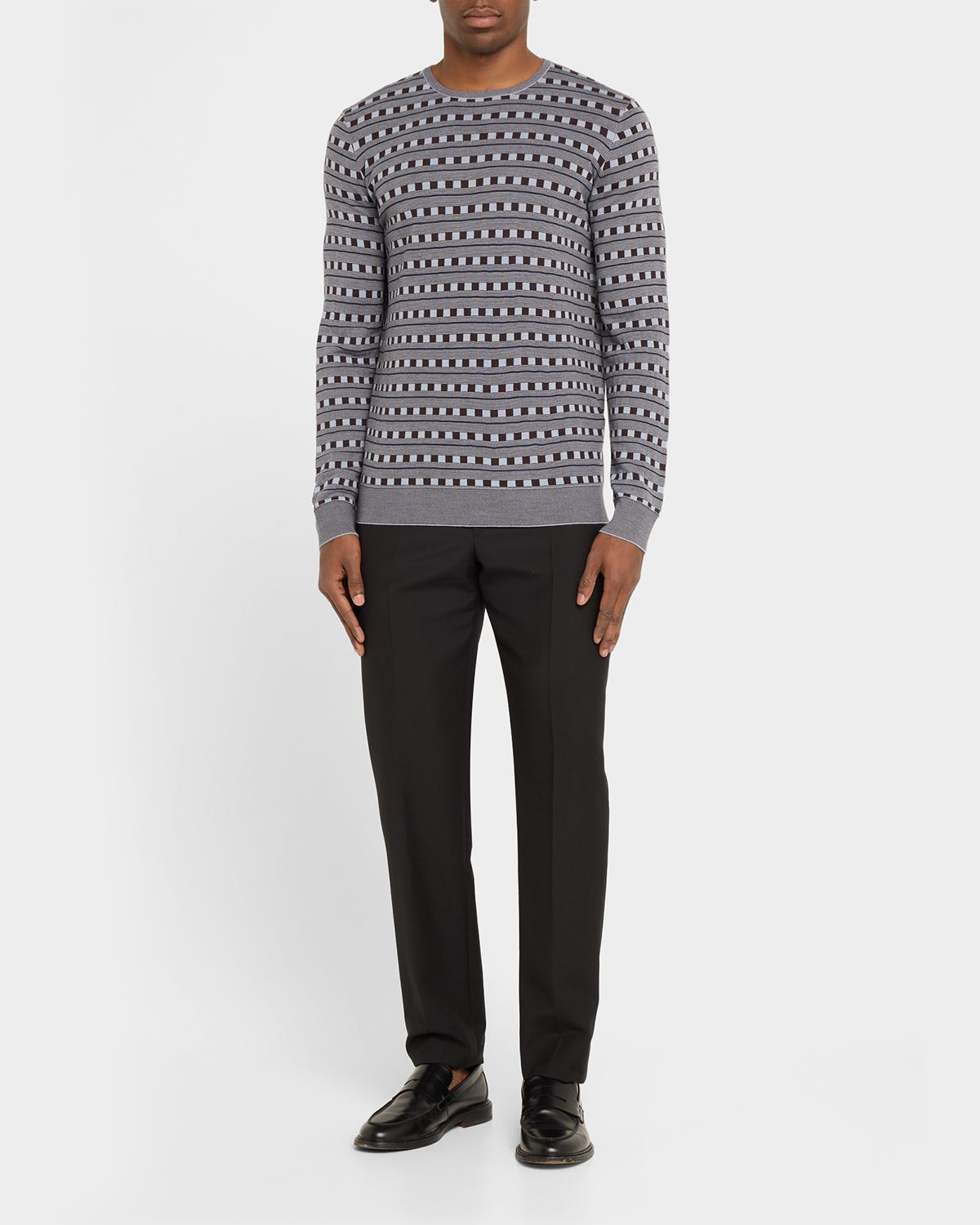 Giorgio Armani Men 's Wool Geometric Crewneck Sweater
