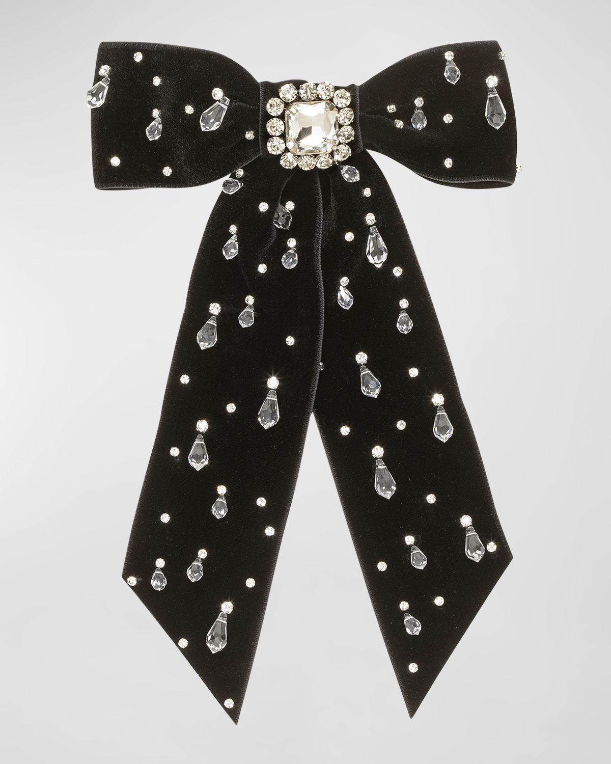 Jennifer Behr Alva Embellished Velvet Bow Barrette