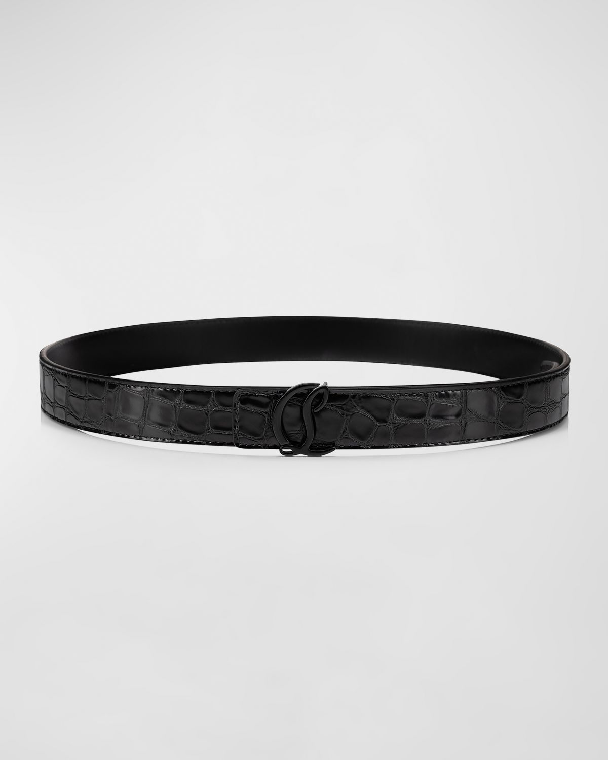Christian Louboutin CL Logo Belt 25MM in Alligator Embossed Leather
