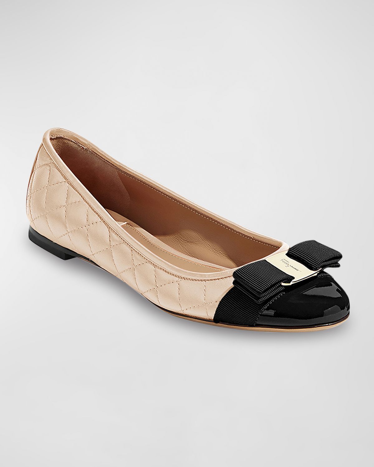 Ferragamo Varina Quilted Bow Ballerina Flats