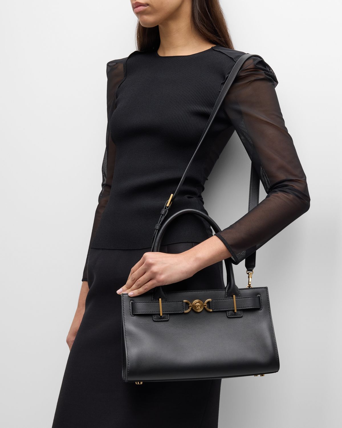 Versace Medusa 95 Large Leather Tote Bag