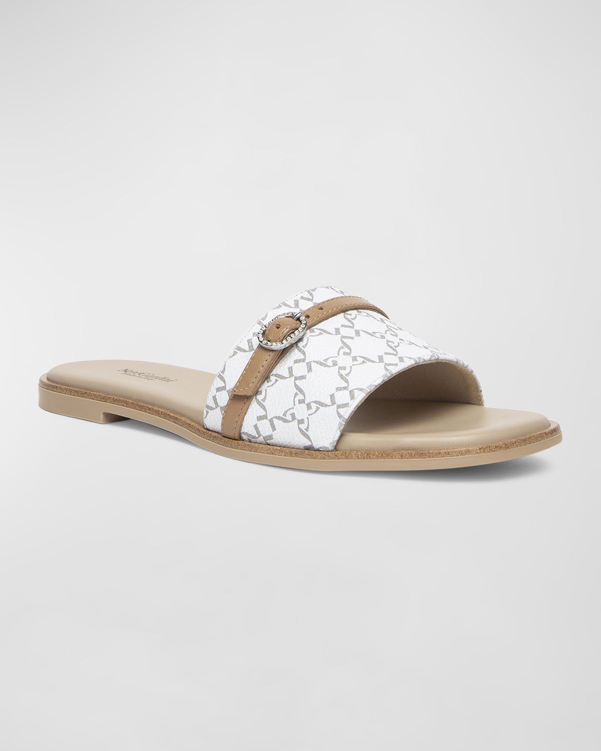 NeroGiardini Logo Leather Buckle Slide Sandals