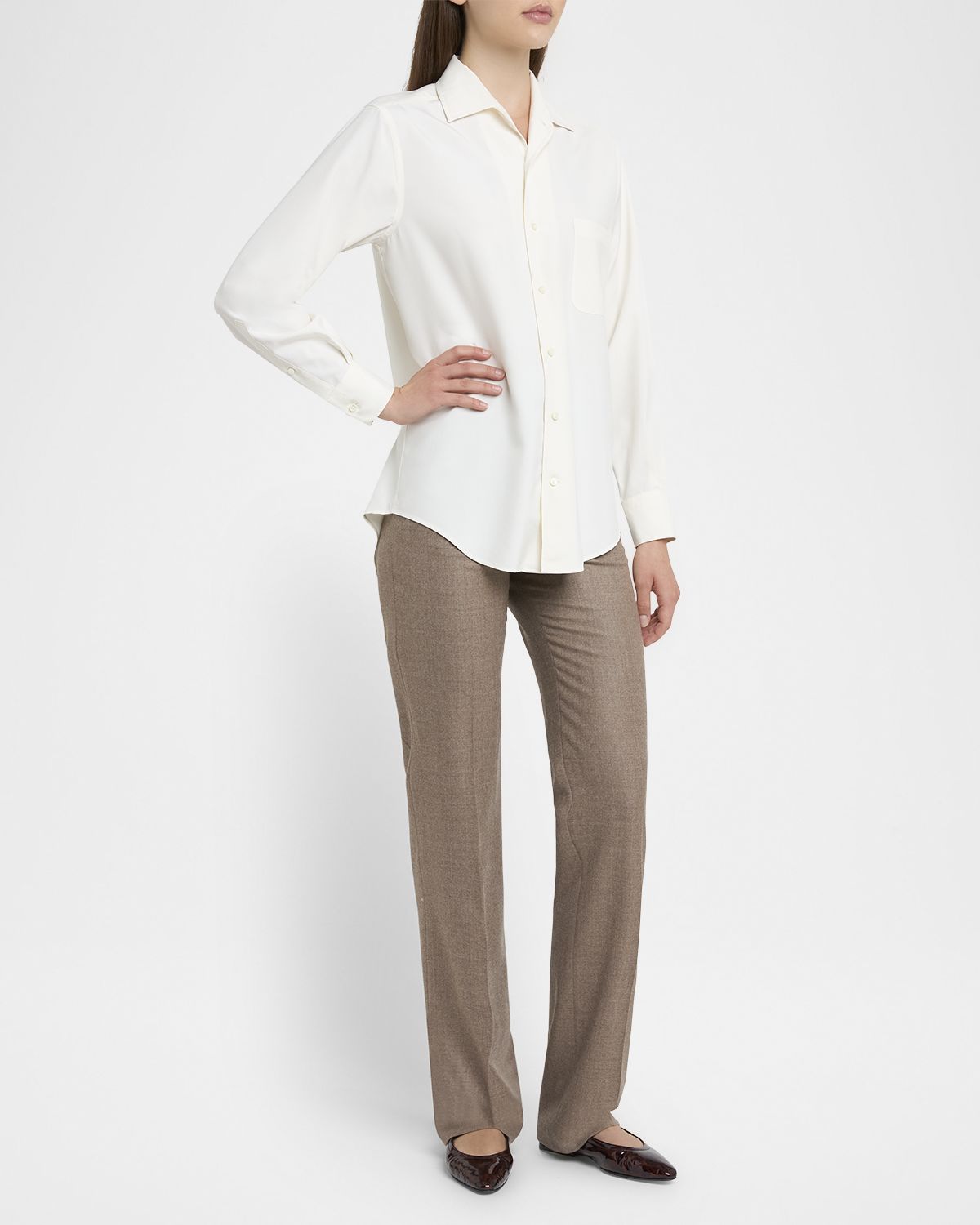 Loro Piana Andre Button Down Silk Blouse