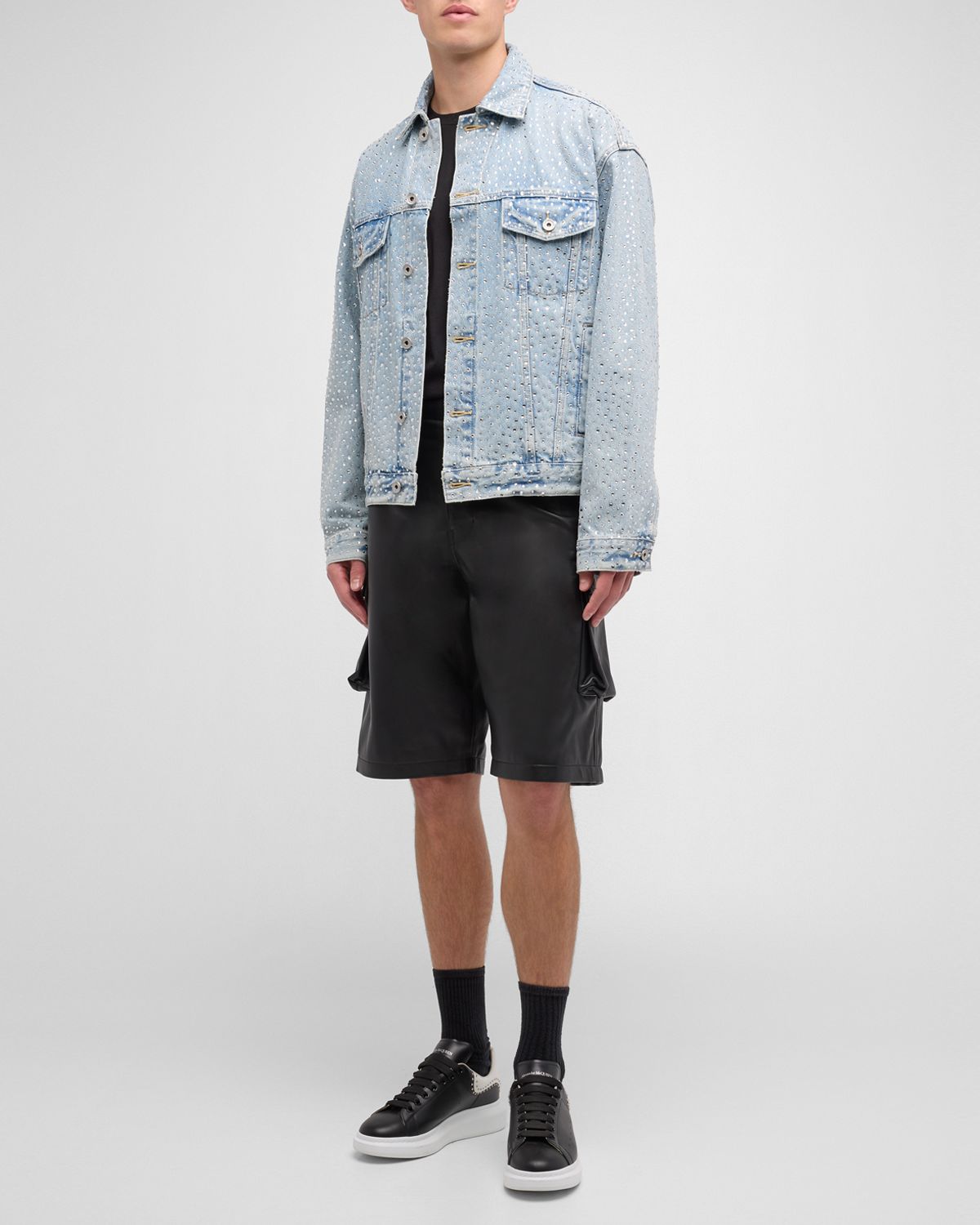 PURPLE Men 's Crystal Galore Trucker Jacket