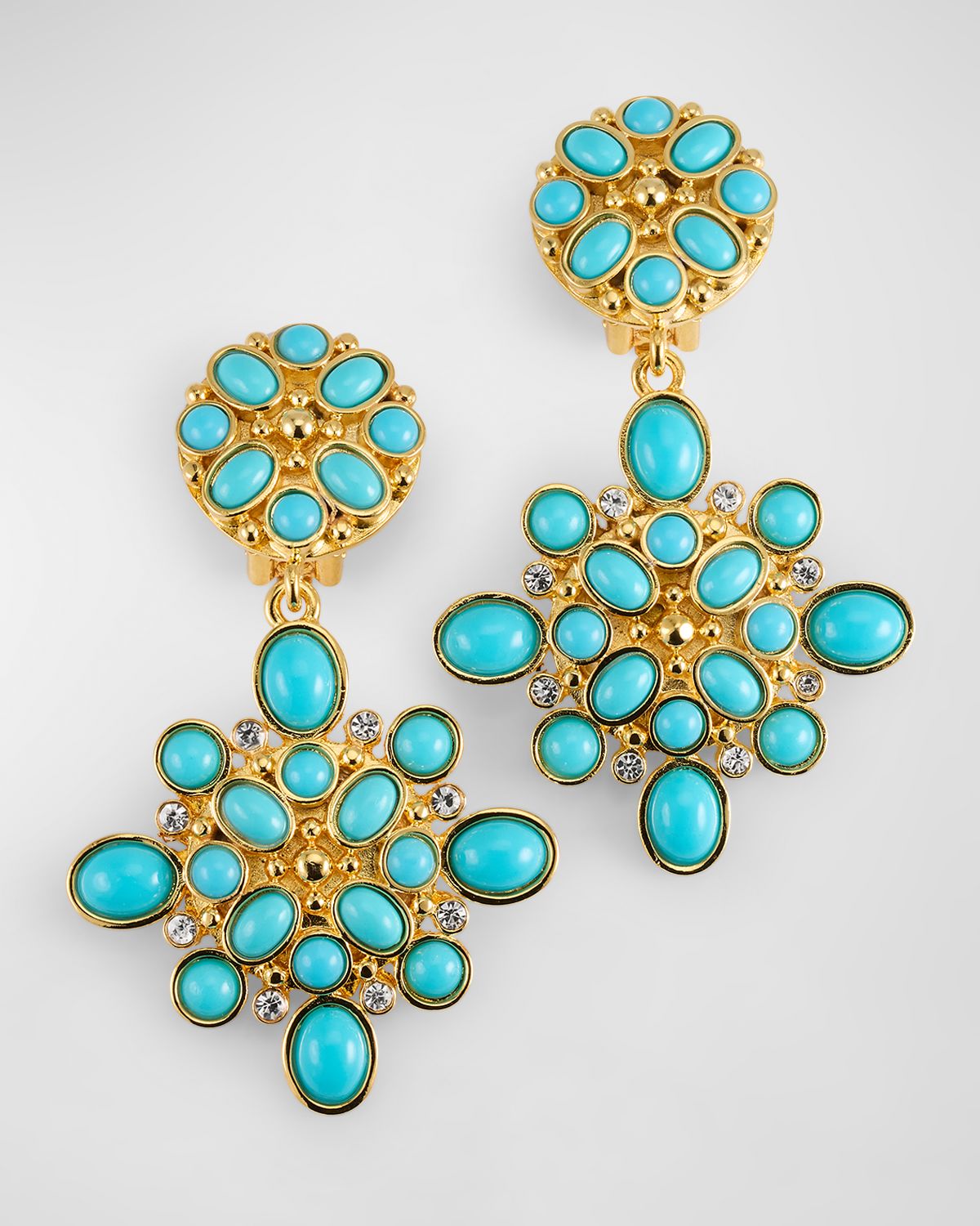 Kenneth Jay Lane Turquoise Crystal Drop Earrings