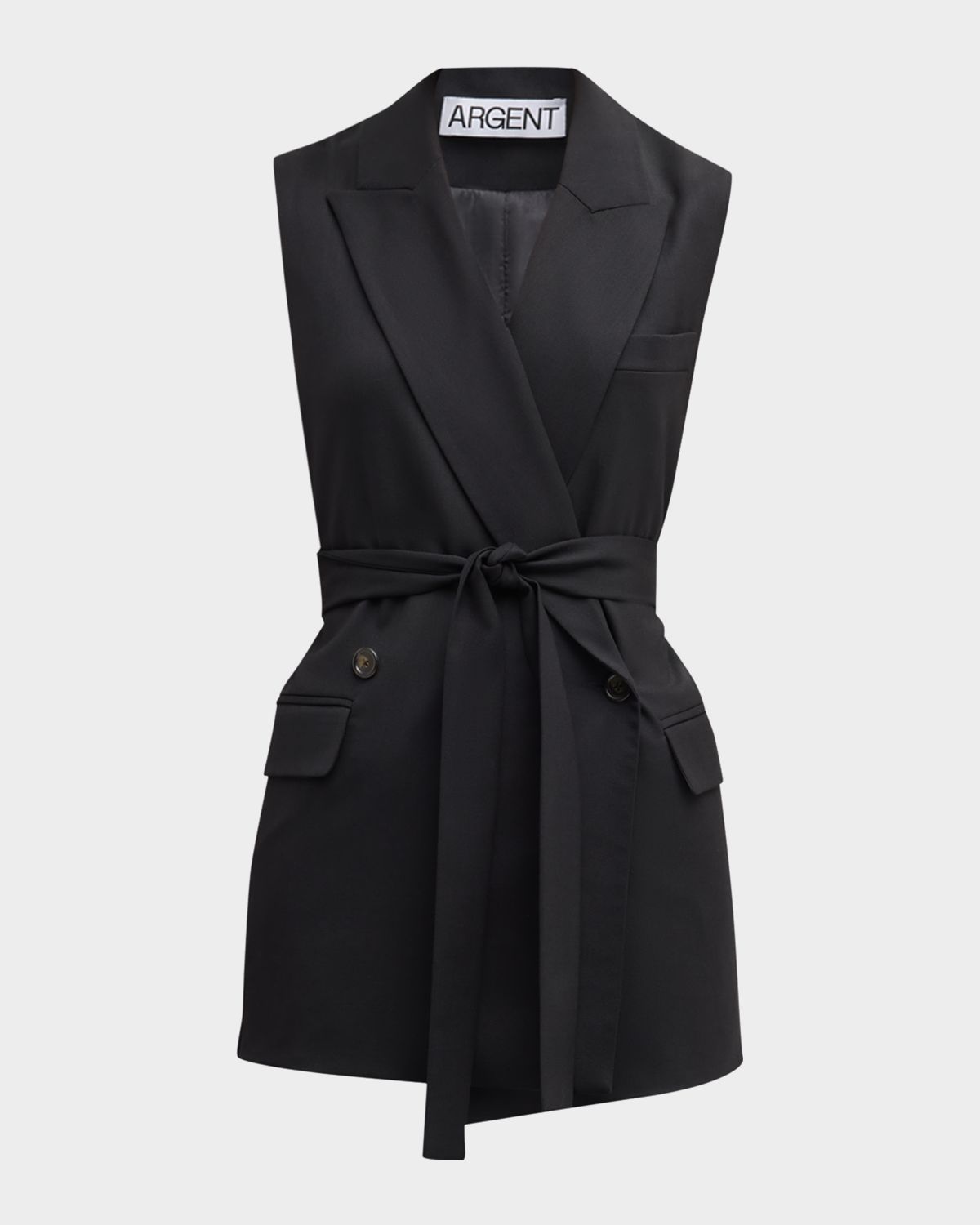 ARGENT Belted Double-Breasted Seasonless Wool Vest