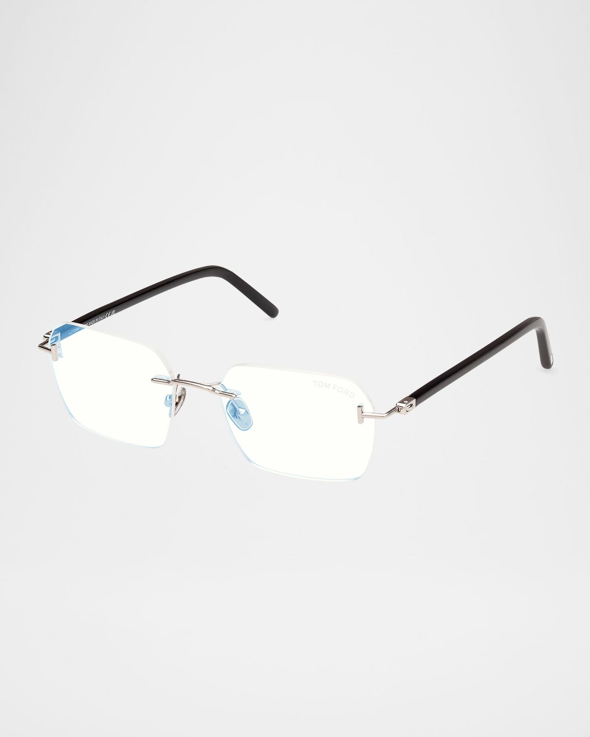 TOM FORD Men 's Rimless Rectangle Blue Light-Blocking Glasses