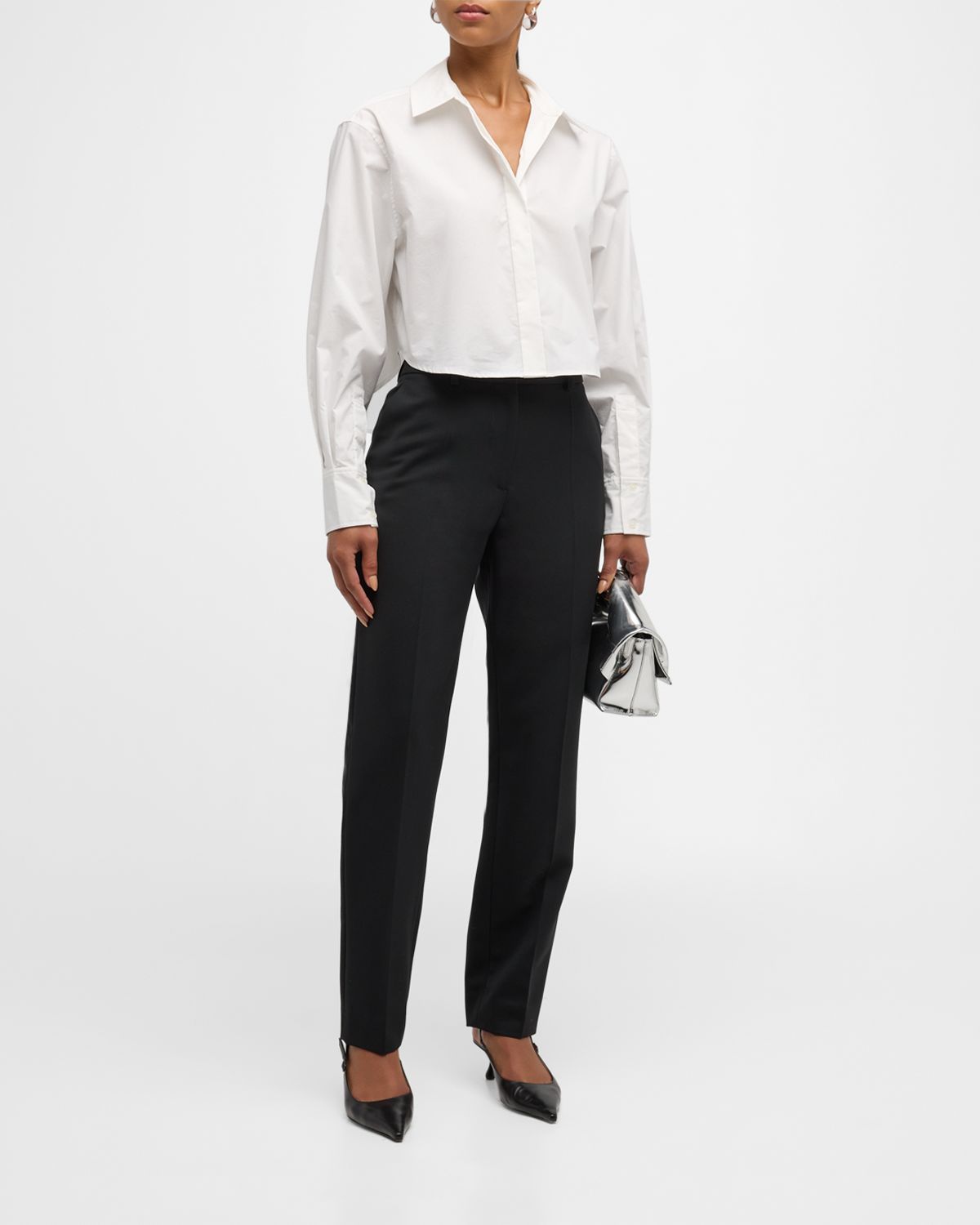 SIMKHAI Renata Cropped Button-Front Shirt