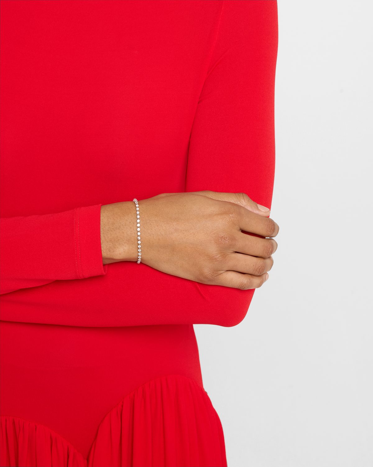 Neiman Marcus Diamonds 18K White Gold Single Prong Diamond Bracelet, 7"/3.22tcw