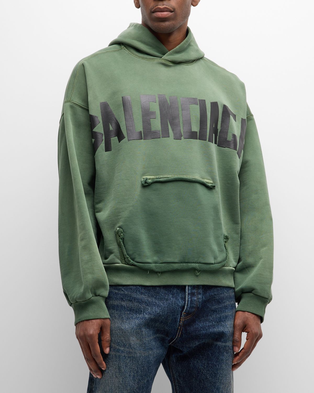 Balenciaga Men 's Ripped Pocket Hoodie
