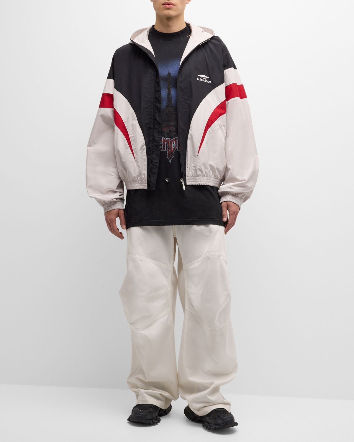 Balenciaga Men 's Hooded Tracksuit Jacket