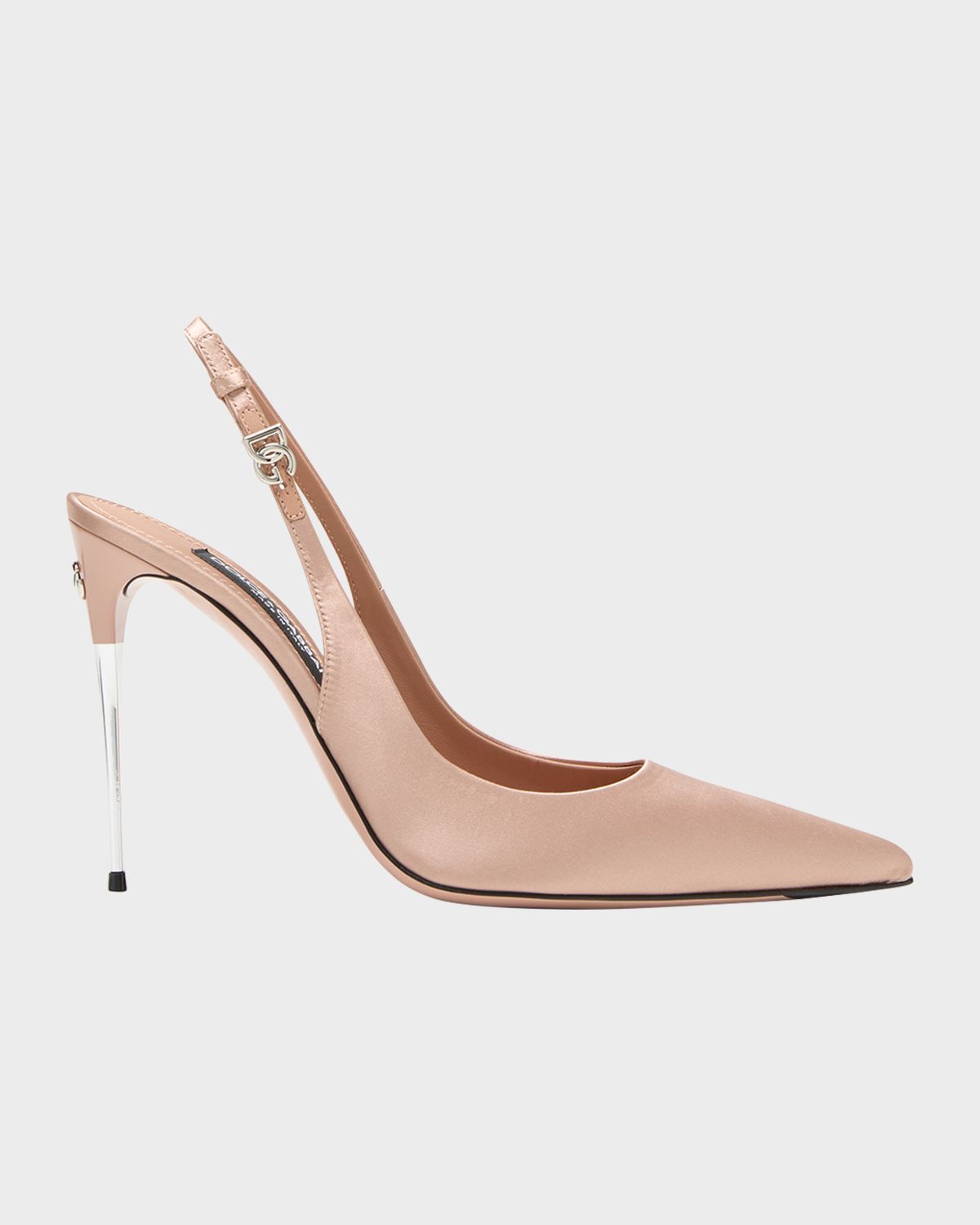 Dolce & Gabbana Satin Metallic-Stiletto Slingback Pumps